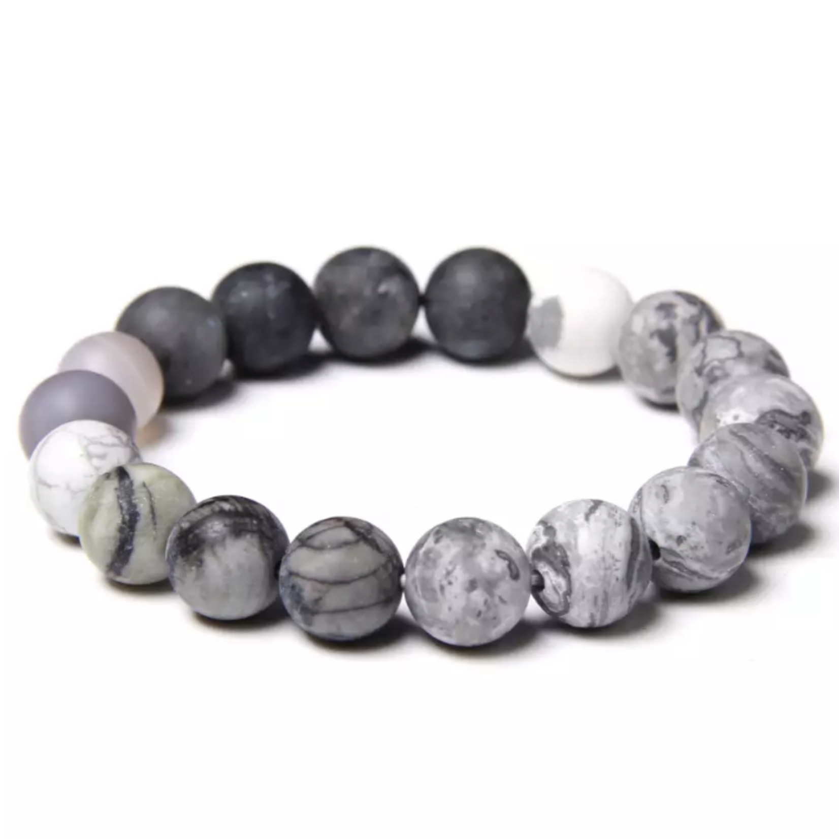 23cm Natural Stone Bracelets, 10mm - Matte and Refined