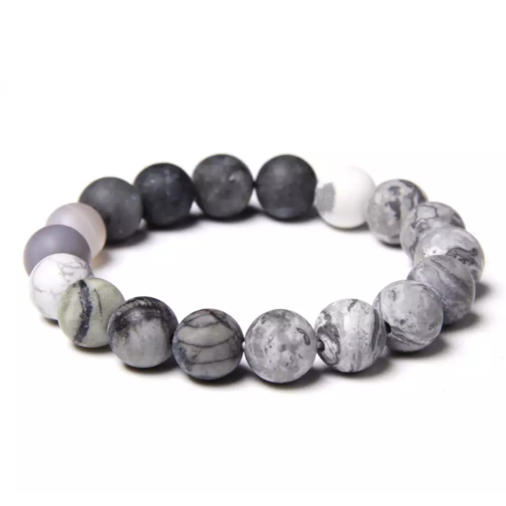 23cm Natural Stone Bracelets, 10mm - Matte and Refined