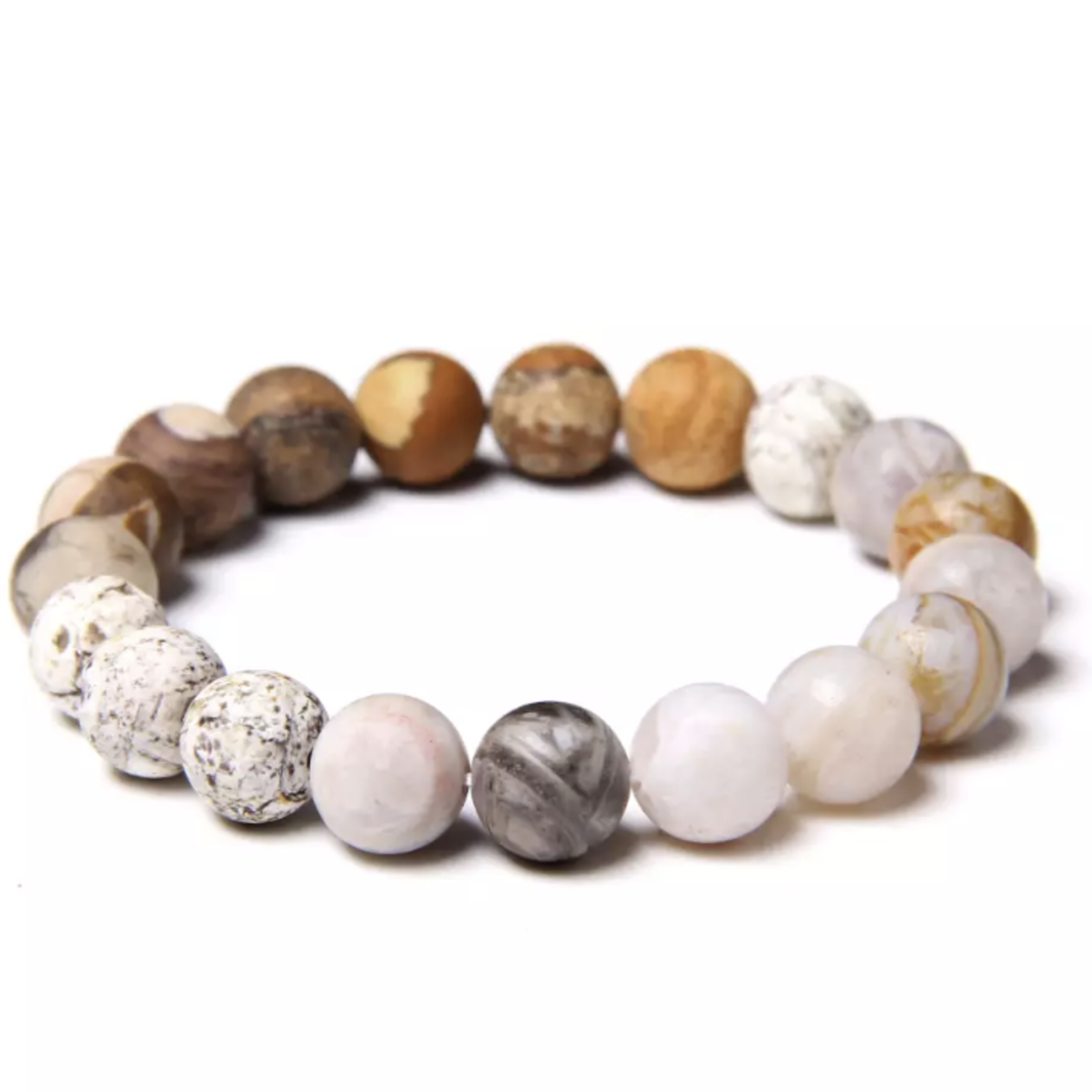 23cm Natural Stone Bracelets, 10mm - Matte and Refined