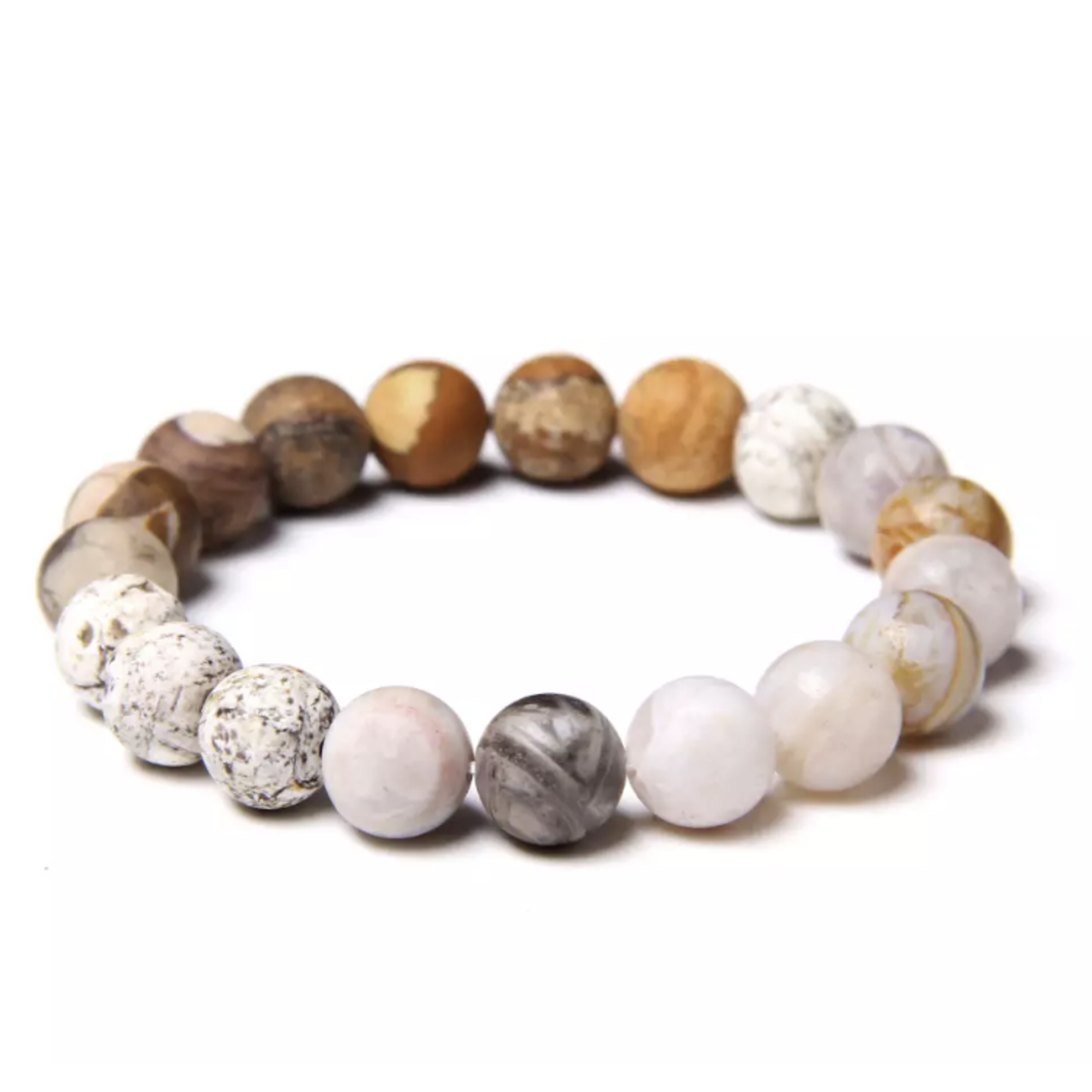 23cm Natural Stone Bracelets, 10mm - Matte and Refined