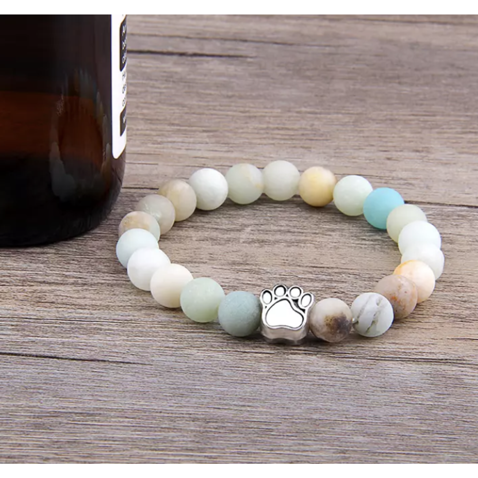 23cm Natural Stone Bracelets with Dog Paw Pendant - Subtle and Natural Charm