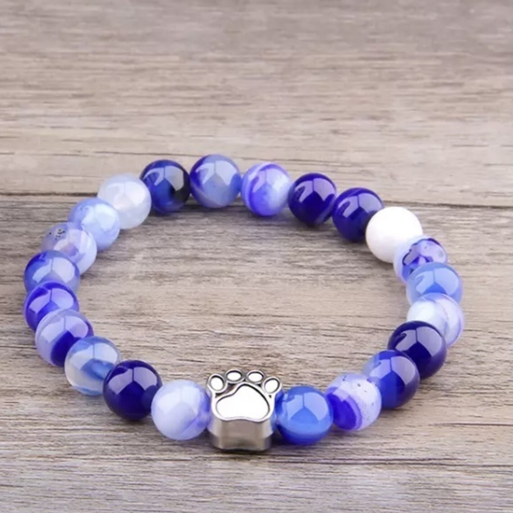 Bracelets en Pierres Naturelles 23cm avec Pendentif Patte de Chien - Charme Subtil et Naturel