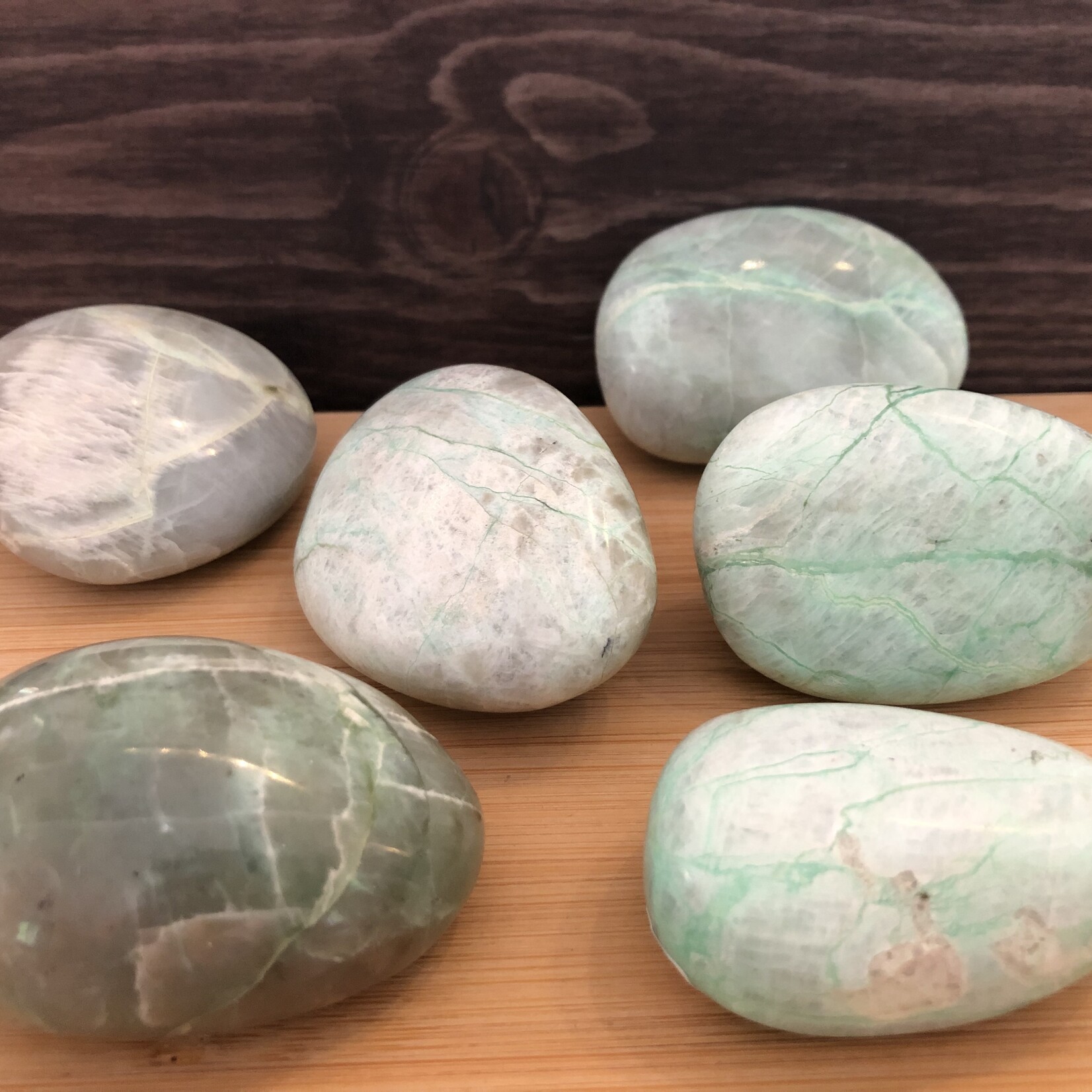 Polished Garnierite Palm Stone - Medium Green Moonstone, Spiritual Connection & Emotional Balance