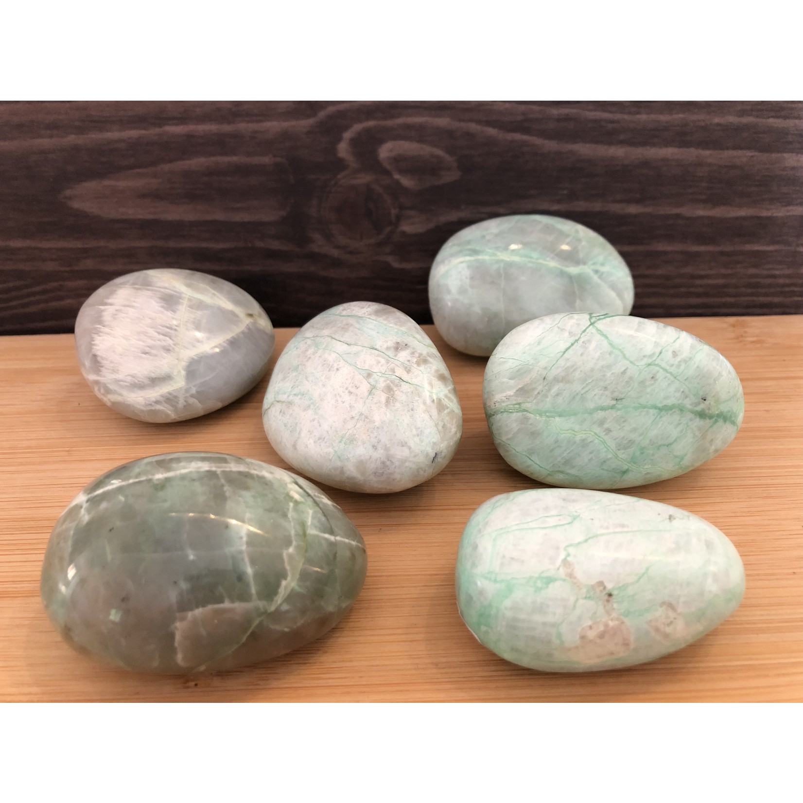 garnierite palm stone, green moonstone worry stone, polished garnierite stone, increases our vibratory frequency
