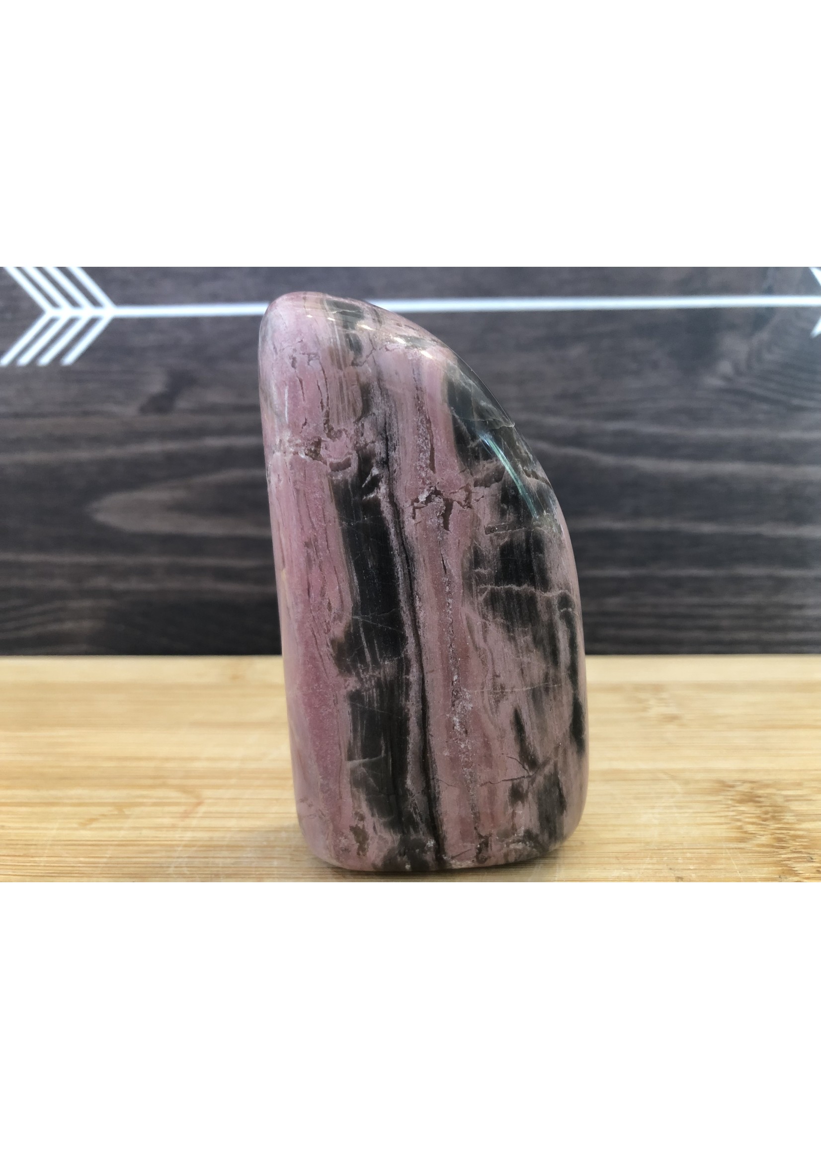 pink and black rhodonite free form