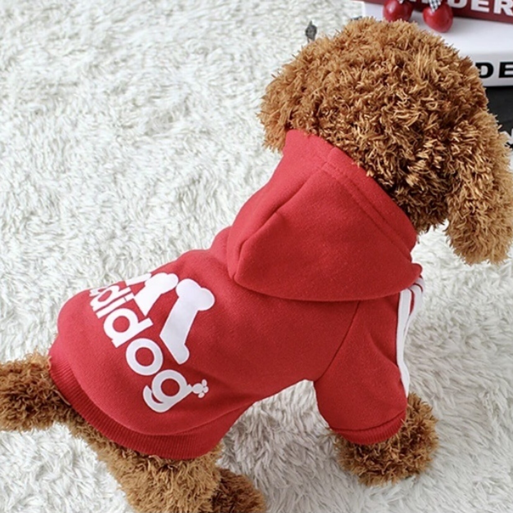 chandail adidog pochette intégrée-rouge-VENTE FINALE