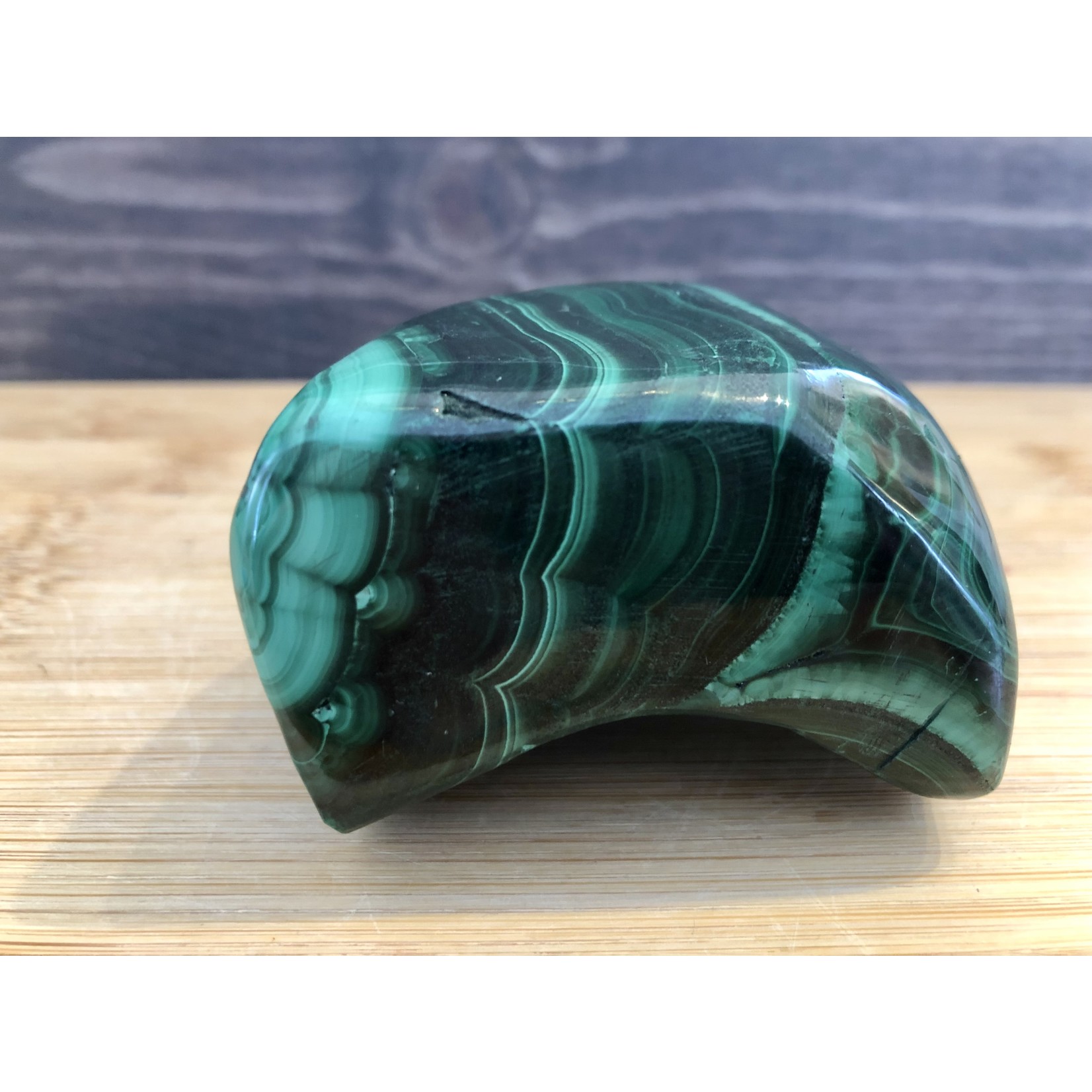 natural malachite freeform, piece arched, stone for meditation, protects against nightmares