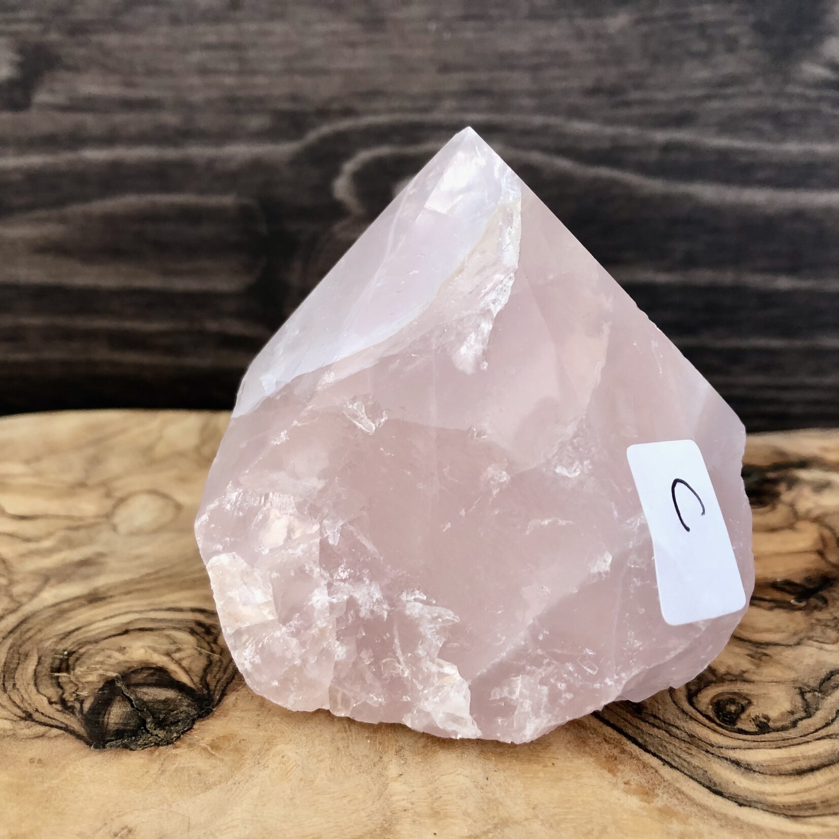 Polished Rose Quartz Pyramid – Raw Base & Smooth Top – Love, Healin, Harmony Energy