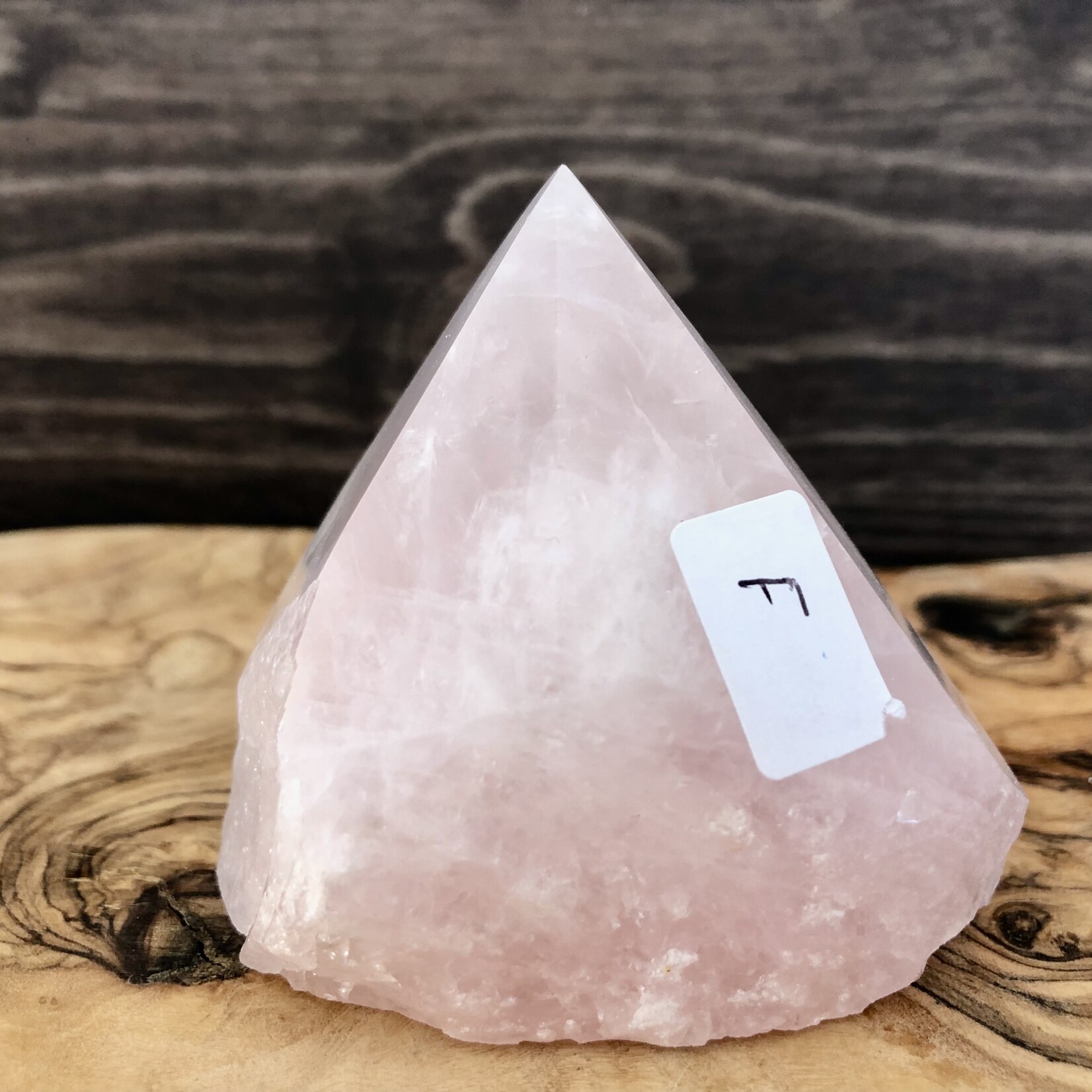 Polished Rose Quartz Pyramid – Raw Base & Smooth Top – Love, Healin, Harmony Energy