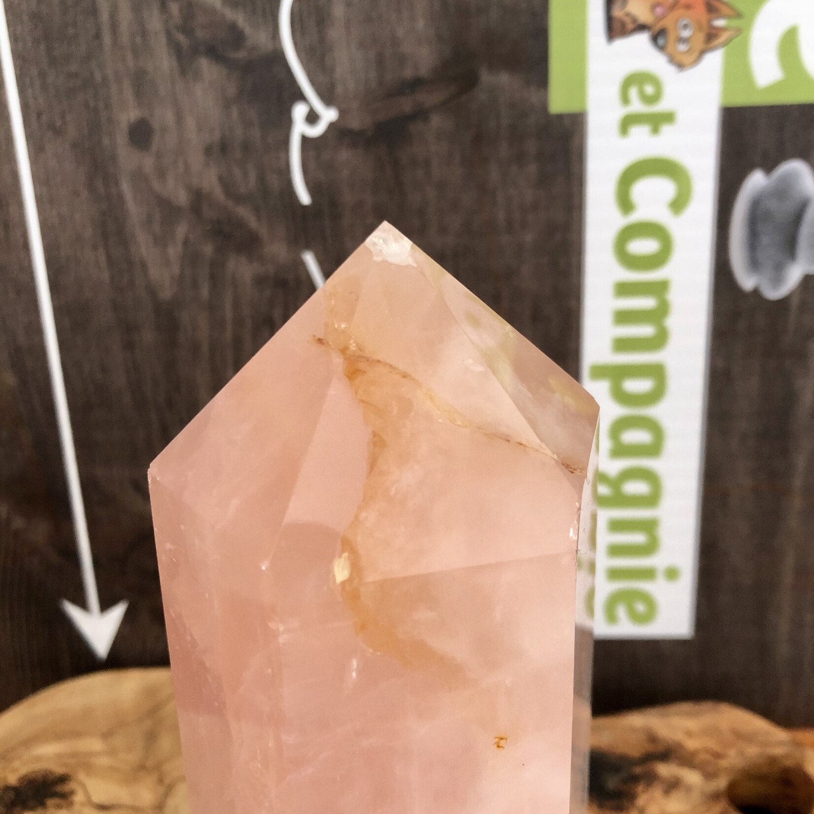 large tower rose quartz, pink crystal represented  universal love