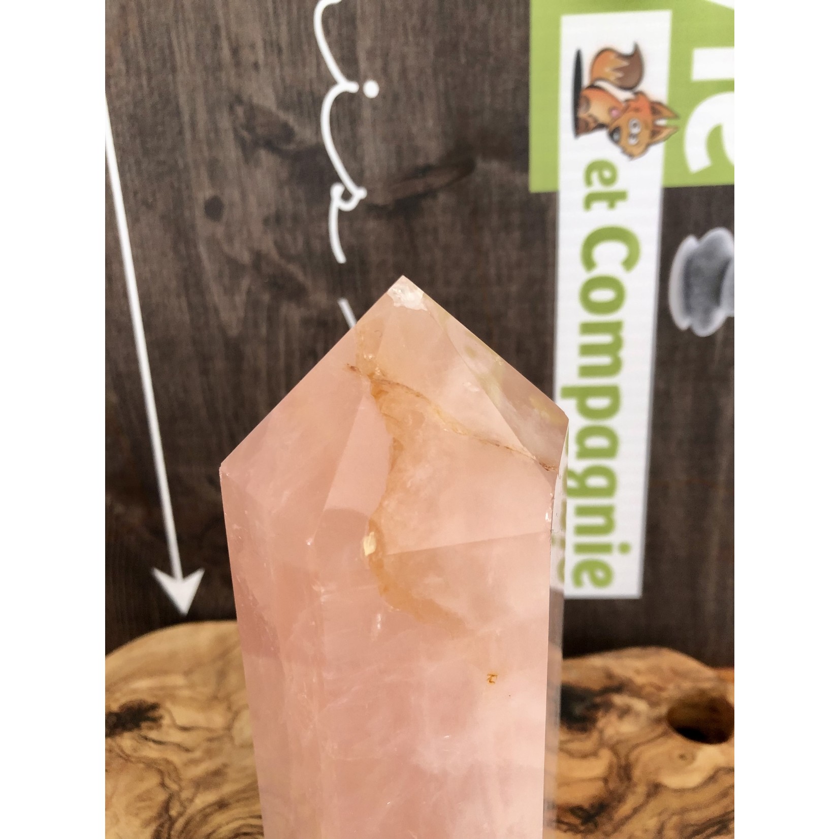 large tower rose quartz, pink crystal represented  universal love