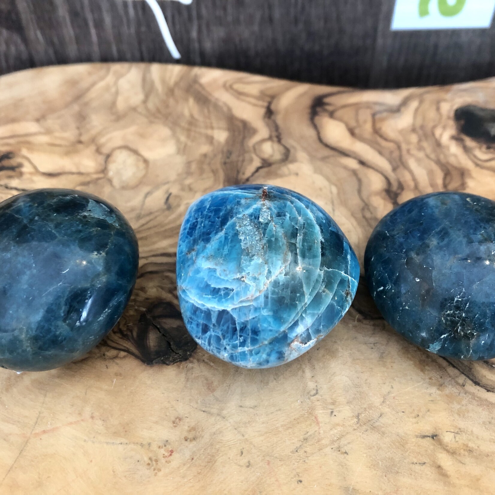 large apatite tumbled stone, choice of dark or light color, used to facilitate communication and self-expression