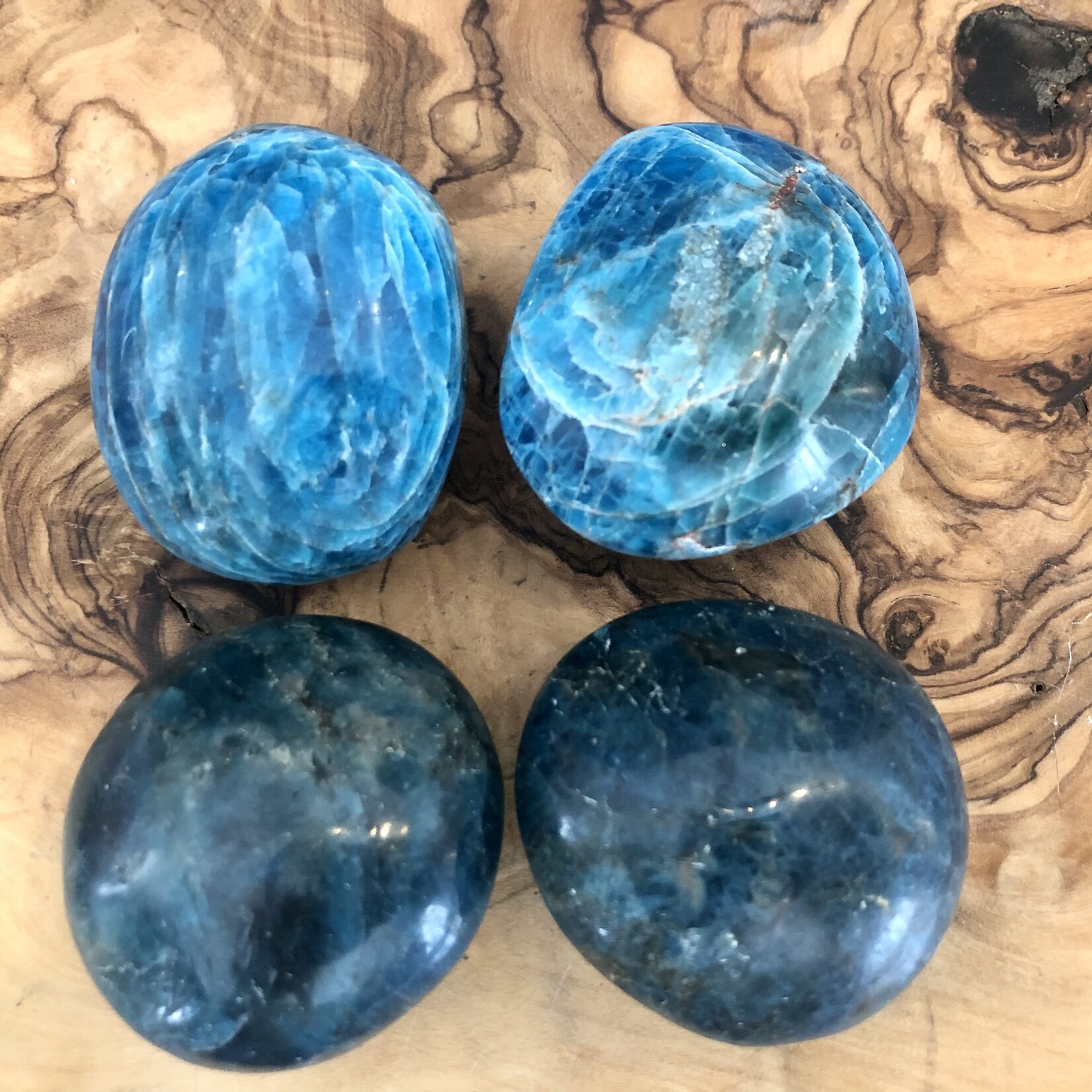 large apatite tumbled stone, choice of dark or light color, used to facilitate communication and self-expression