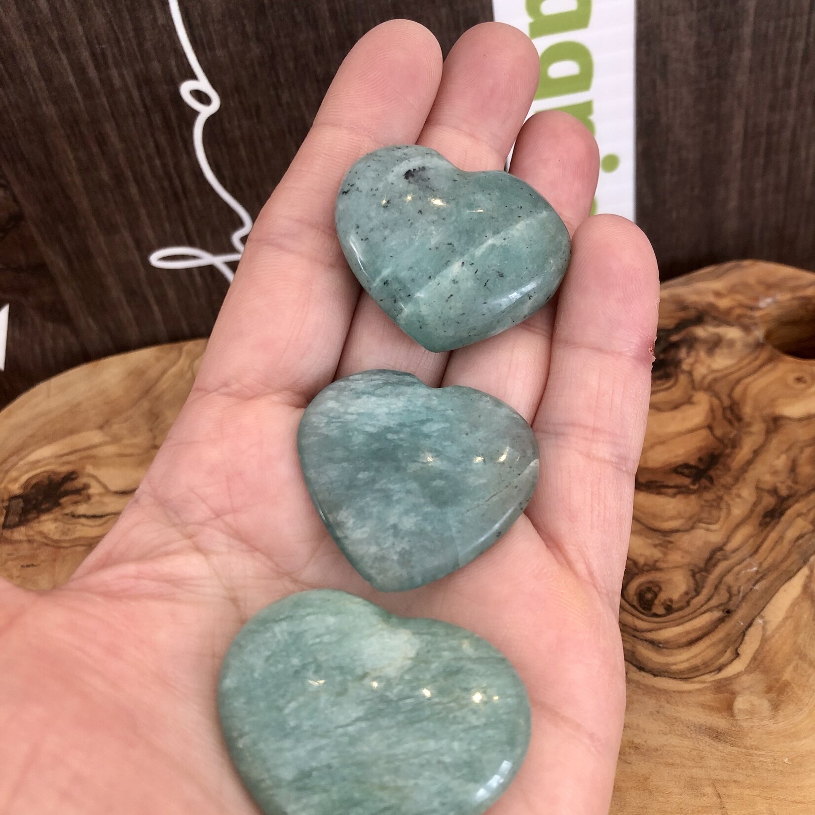 adorable amazonite heart, perfect for rekindling happiness, works wonderfully with the heart chakra as well as the throat chakra