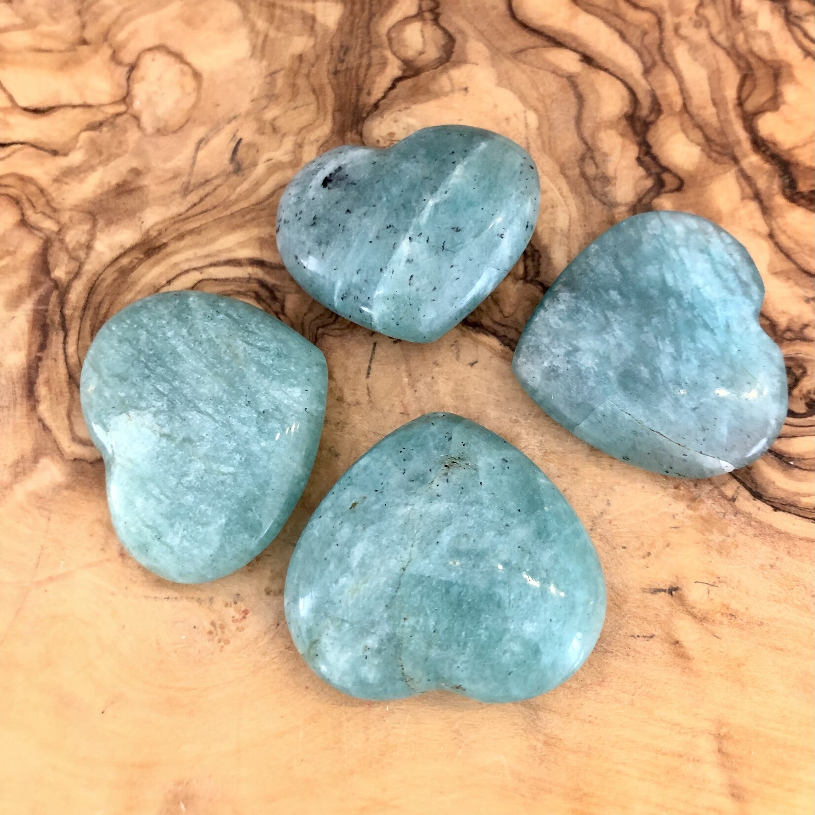adorable amazonite heart, perfect for rekindling happiness, works wonderfully with the heart chakra as well as the throat chakra
