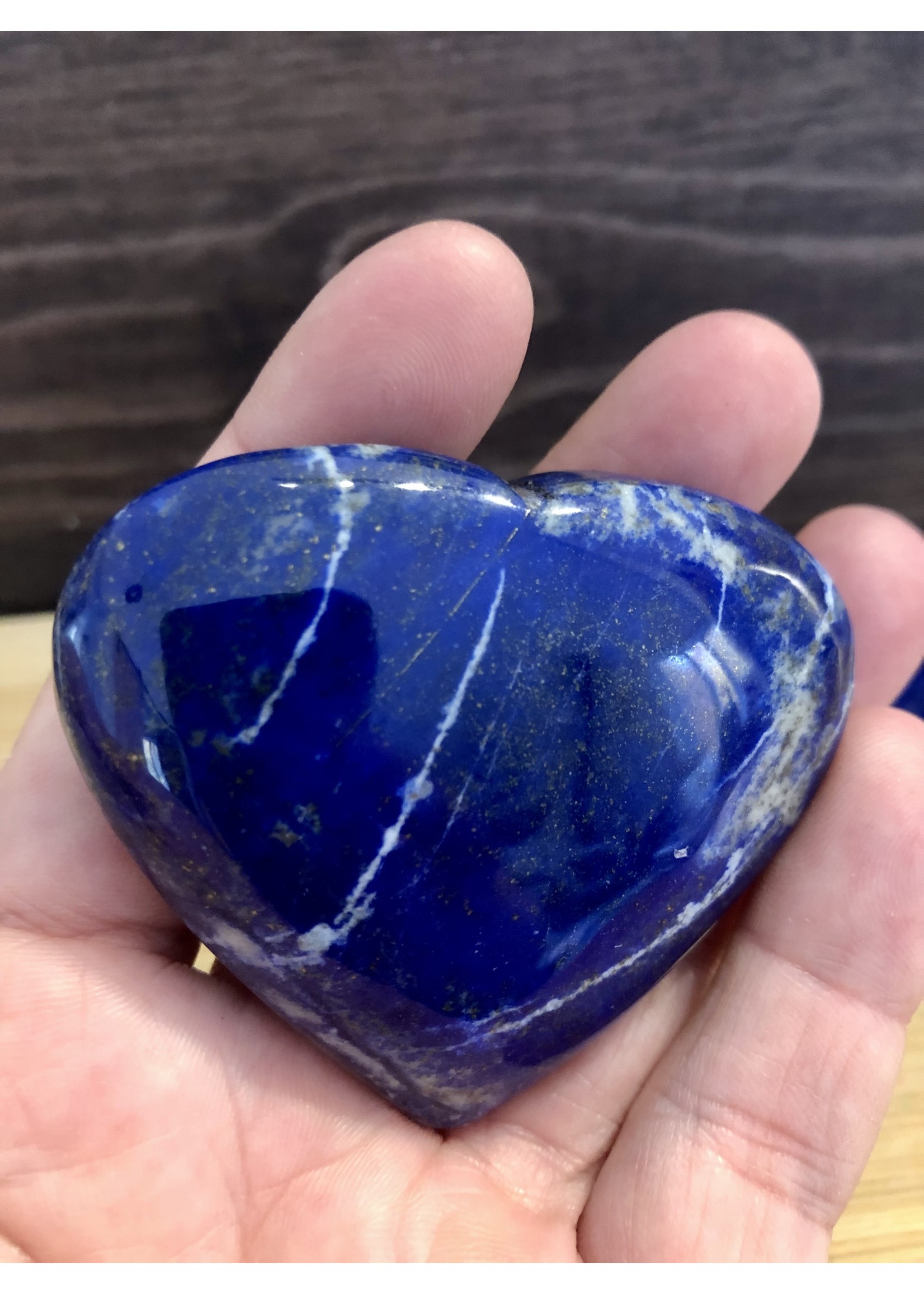 large puffy lapis lazuli heart piece , natural lapis lazuli from Pakistan