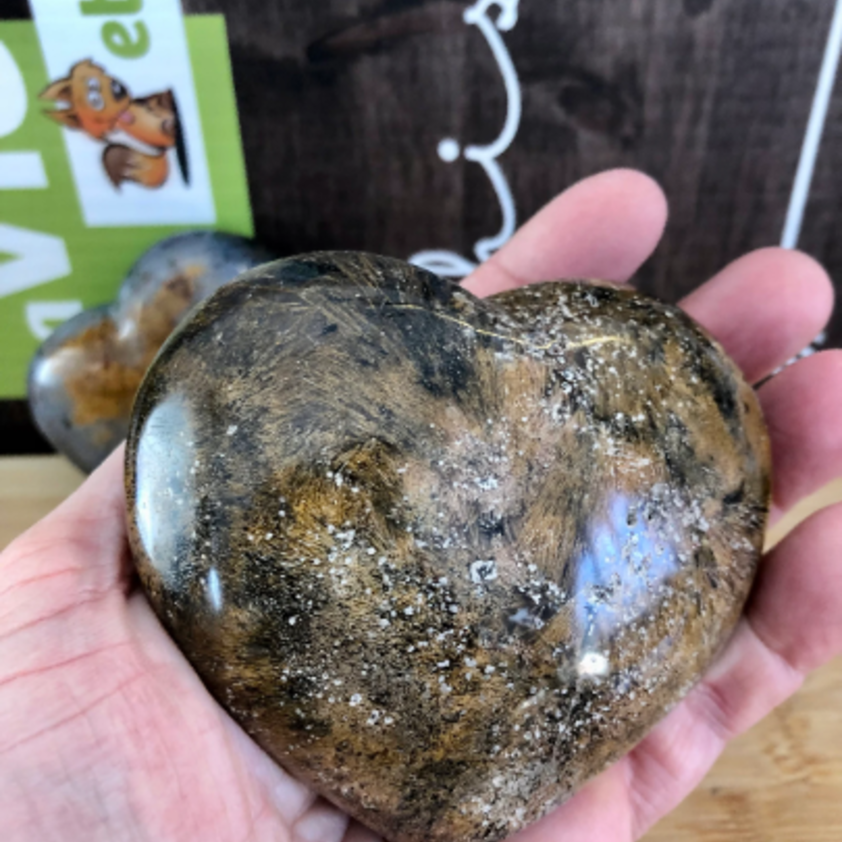 large hairy ocean jasper heart, brown ocean jasper, blue and brown oceanic jasper, good repairer of the internal organs