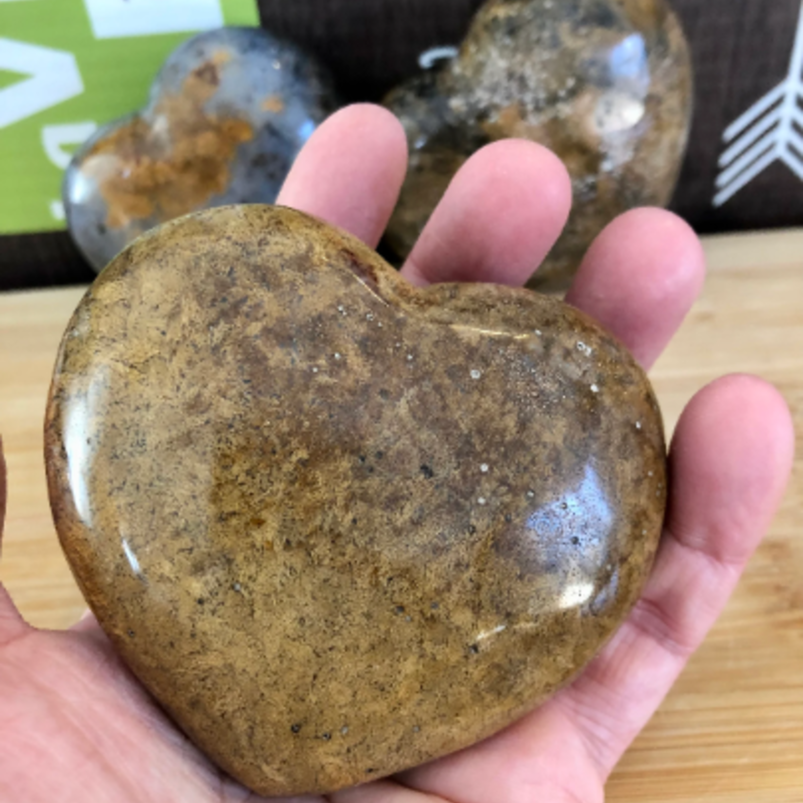 large cœur de jaspe océan chevelu, jaspe océan brun, jaspe océanique bleu et brun, bon réparateur des organes internes