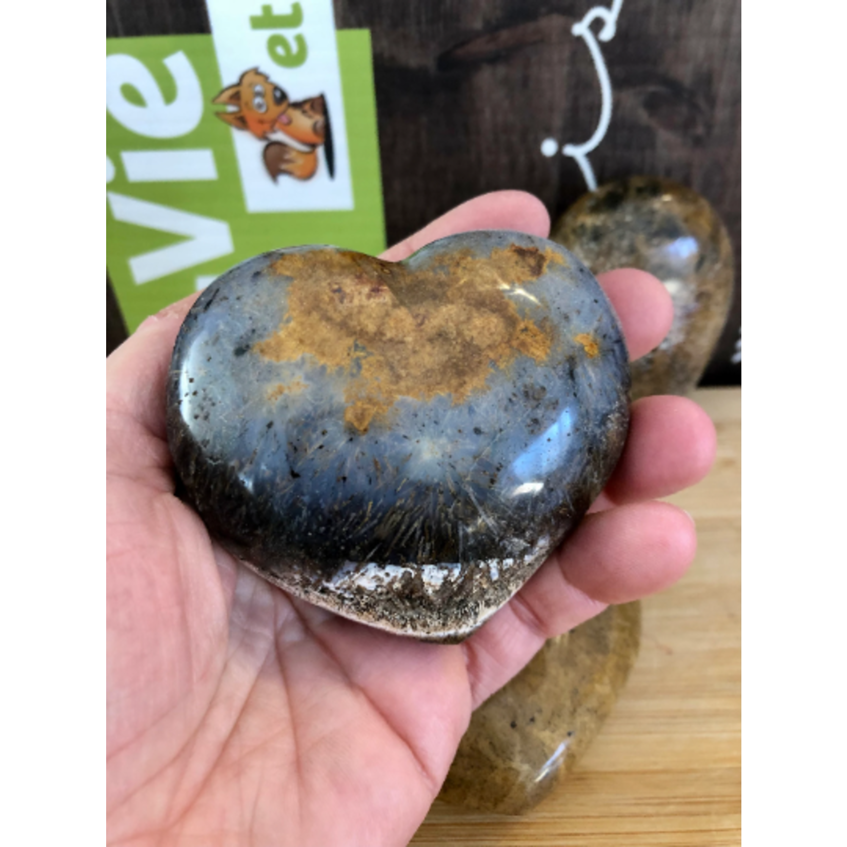 large hairy ocean jasper heart, brown ocean jasper, blue and brown oceanic jasper, good repairer of the internal organs