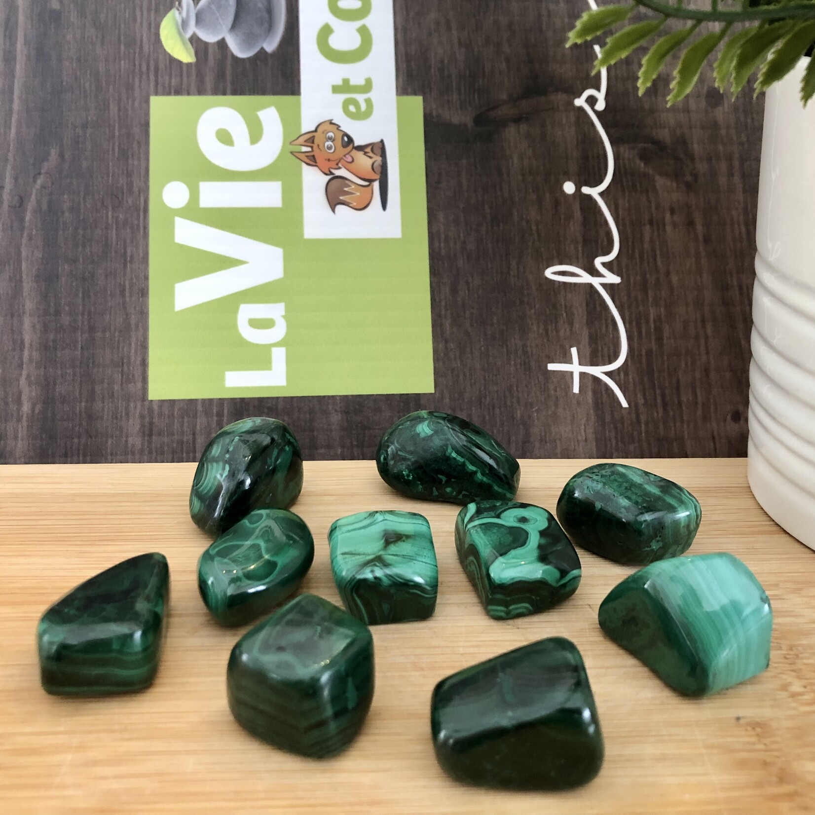Malachite pierre roulée de qualité supérieure  - Un minéral vert luxueux pour le soulagement de la douleur et le bien-être