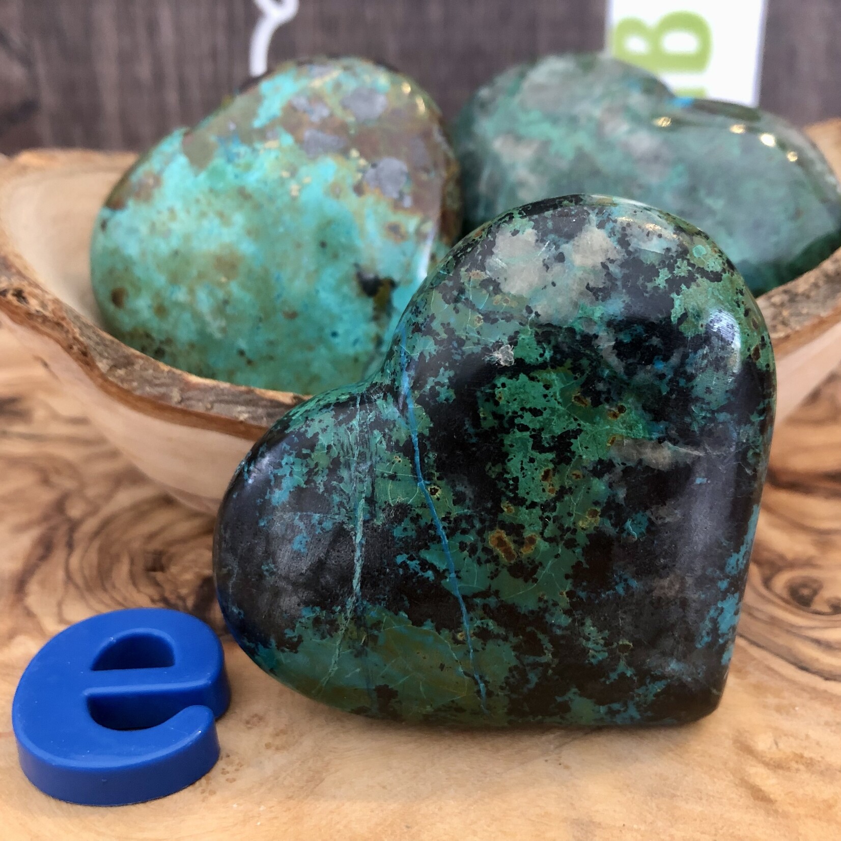Cœur gonflé en chrysocolle – Équilibre émotionnel et guérison