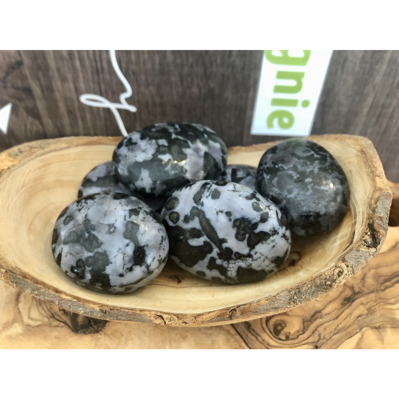 soft merlinite gabbro pebble, also called mystical merlinite, stone in homage to the magician Merlin, it would be a magic stone