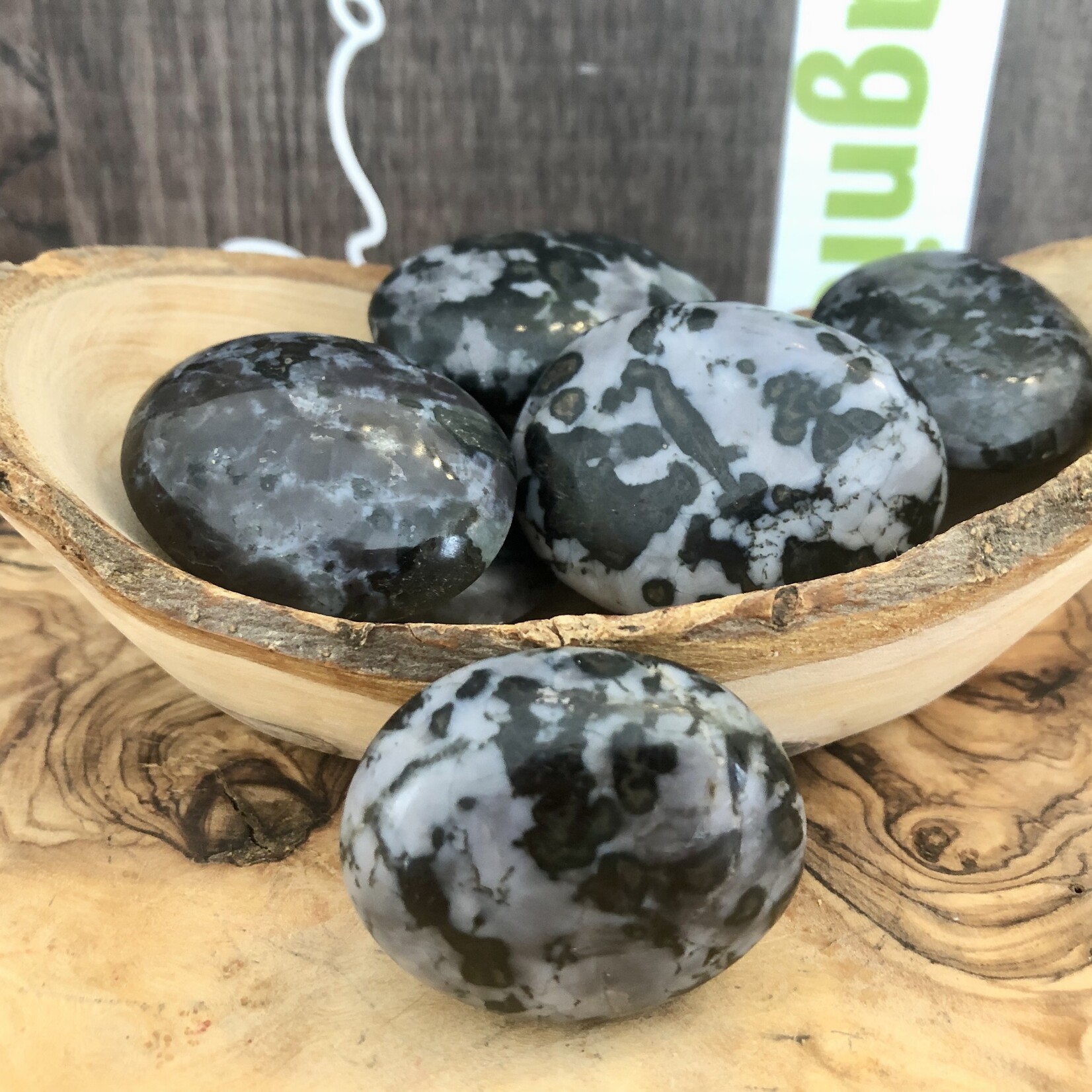 soft merlinite gabbro pebble, also called mystical merlinite, stone in homage to the magician Merlin, it would be a magic stone