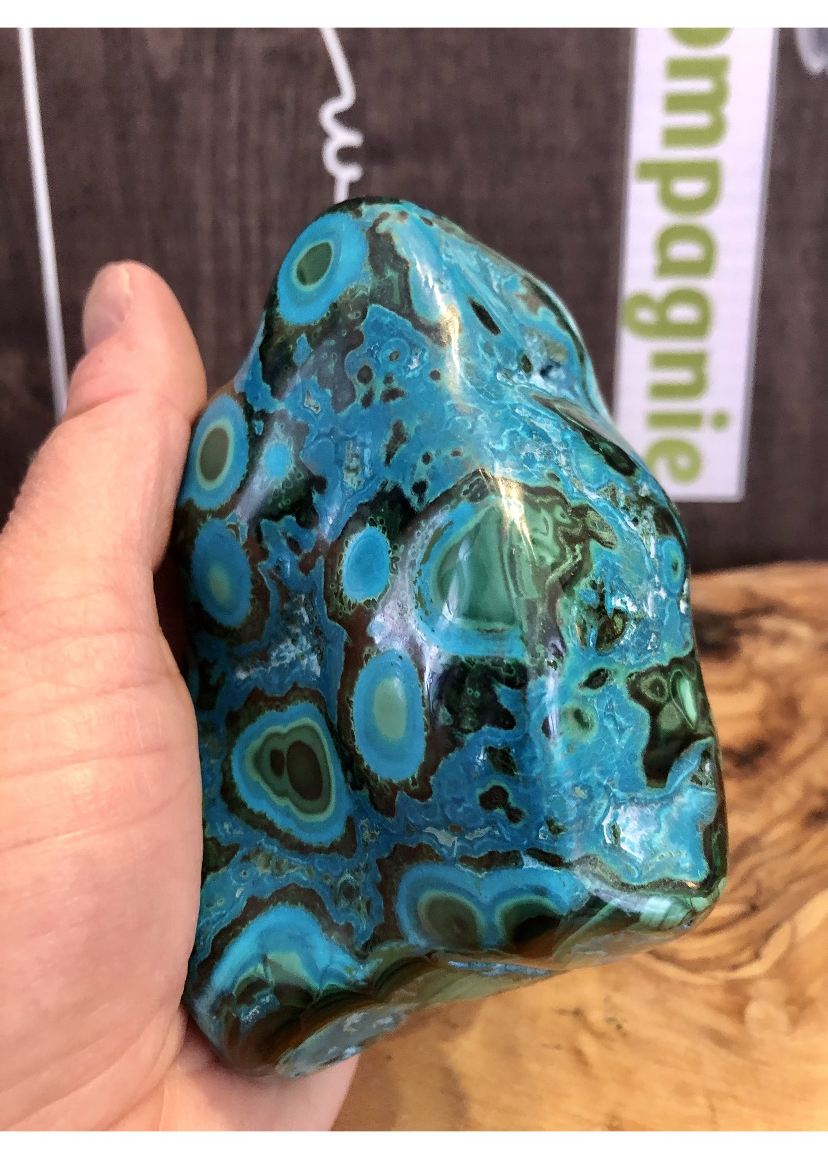 extra large polished chrysocolla malachite free form, very positive stone, which strengthens friendship by diverting negative influences