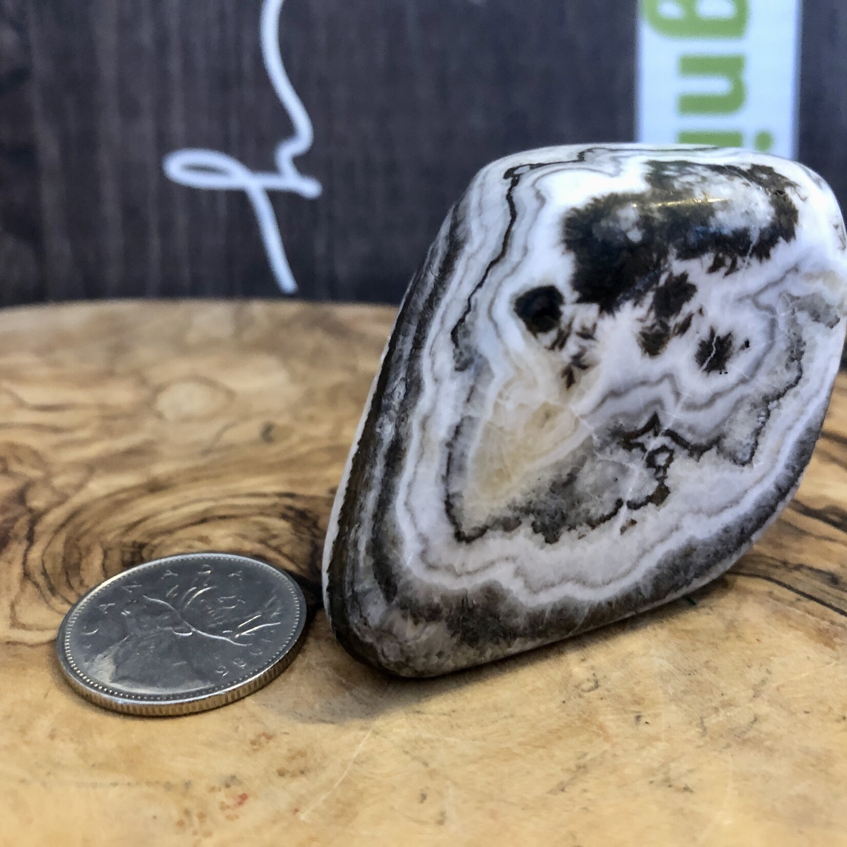 soft tiger calcite polished, zebra calcite, connects the emotions with the intellect