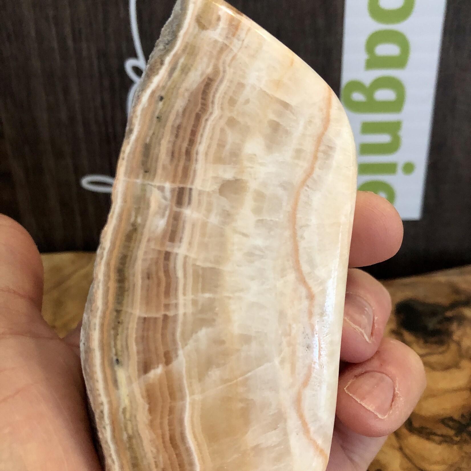soft banded calcite polished, orange calcite, helps you access higher guidance and its connection to the whole