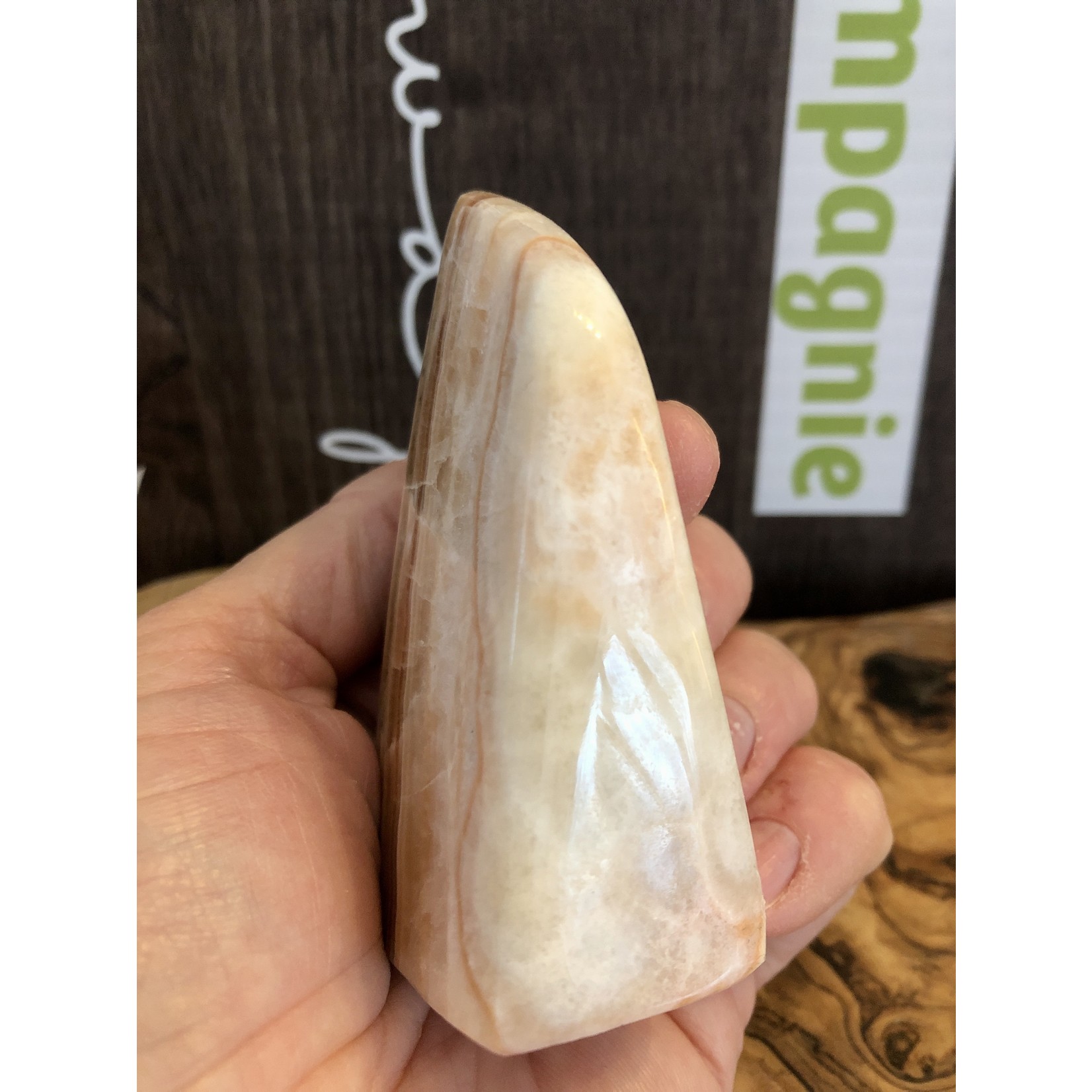 soft banded calcite polished, orange calcite, helps you access higher guidance and its connection to the whole