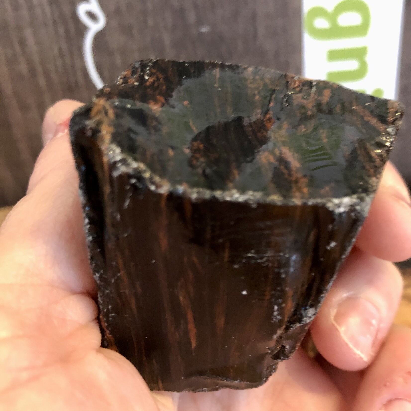 beautiful mahogany obsidian polished, used to relieve various types of pain such as muscle aches or cramps