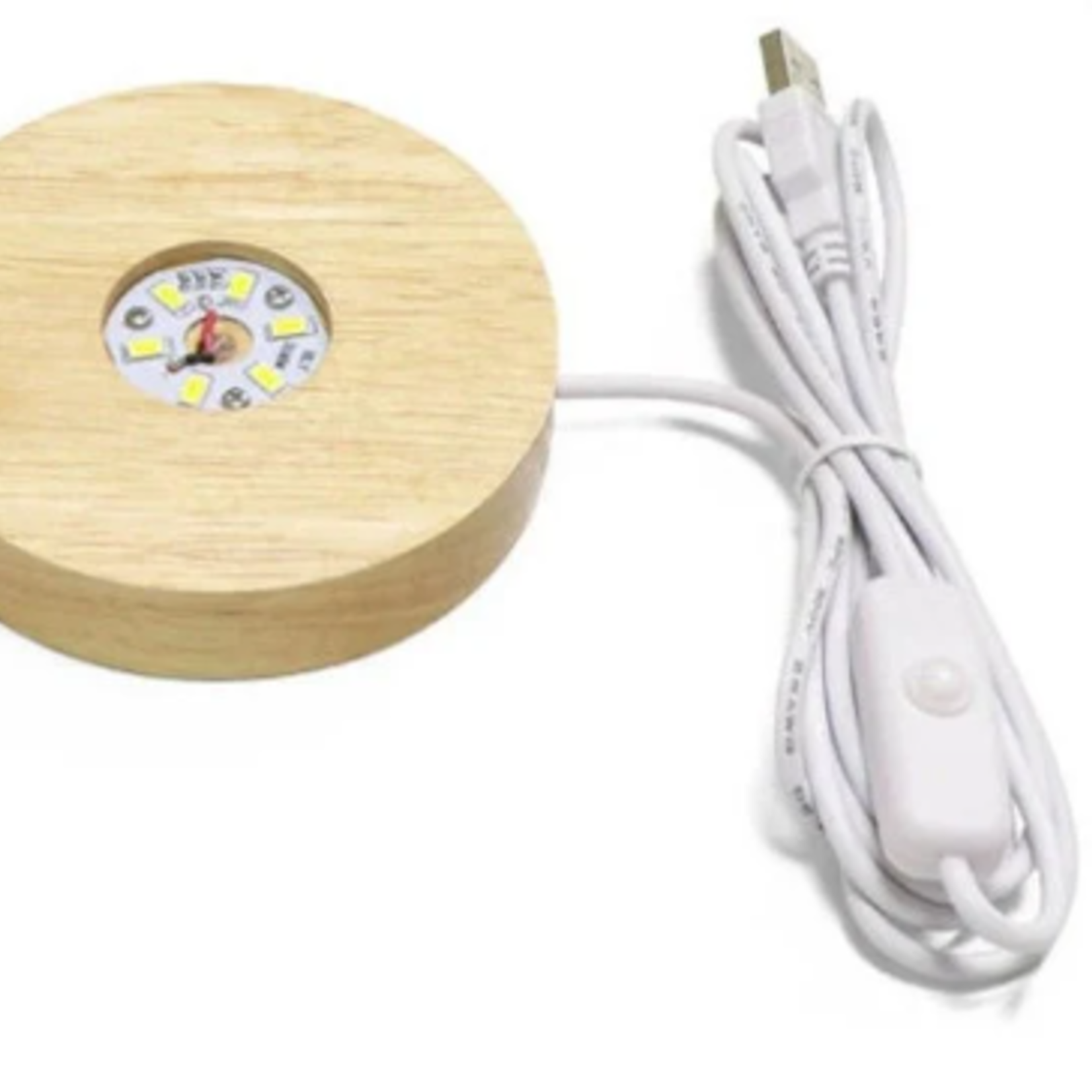 LED-Lit Wooden Base for Showcasing Crystals- Illuminate Selenite, Gemstone Carvings & More with Rainbow Light Effects