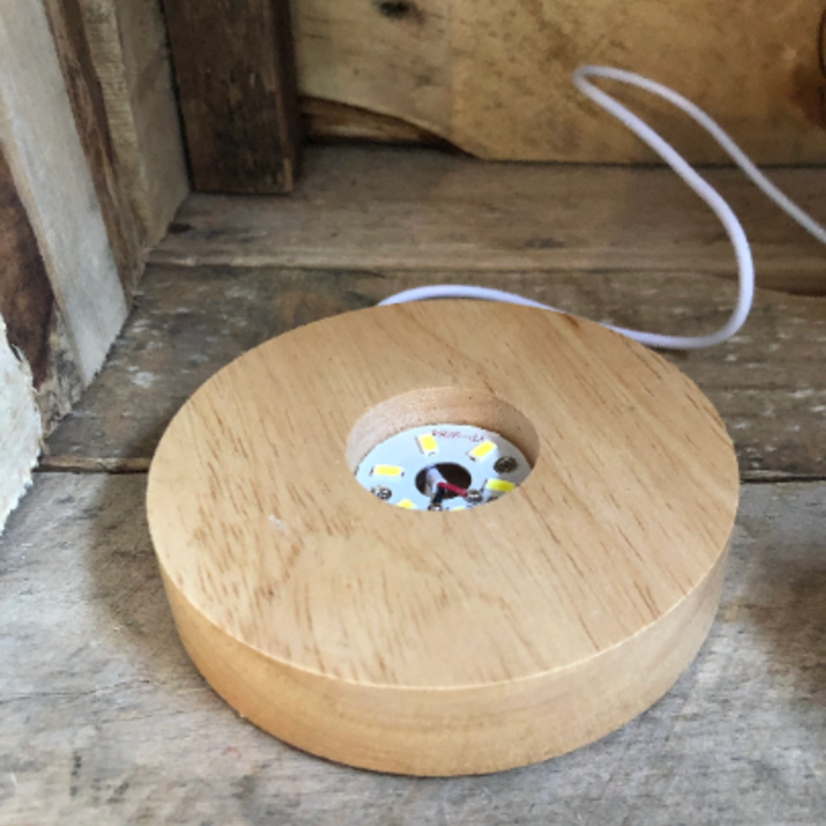 LED-Lit Wooden Base for Showcasing Crystals- Illuminate Selenite, Gemstone Carvings & More with Rainbow Light Effects