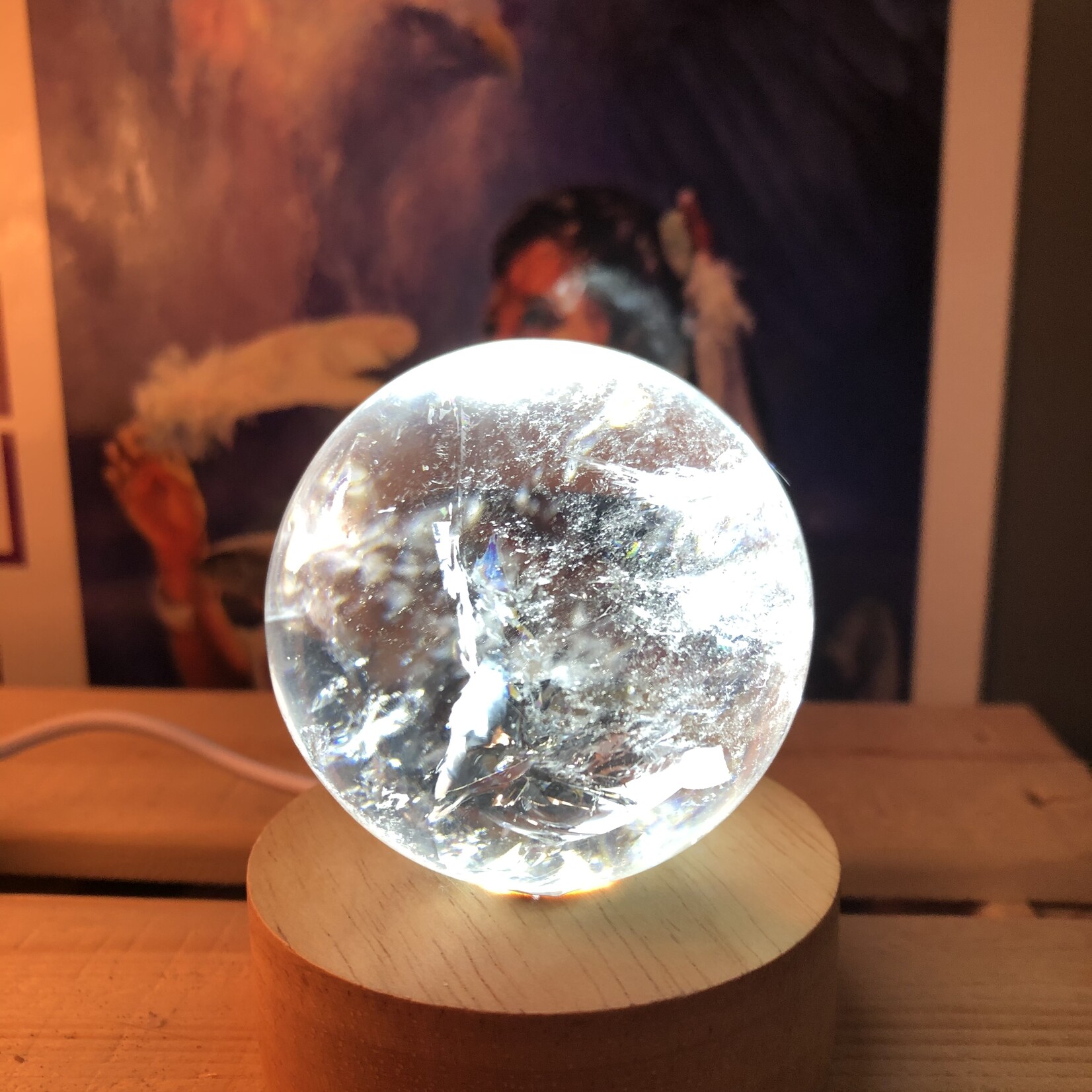 LED-Lit Wooden Base for Showcasing Crystals- Illuminate Selenite, Gemstone Carvings & More with Rainbow Light Effects