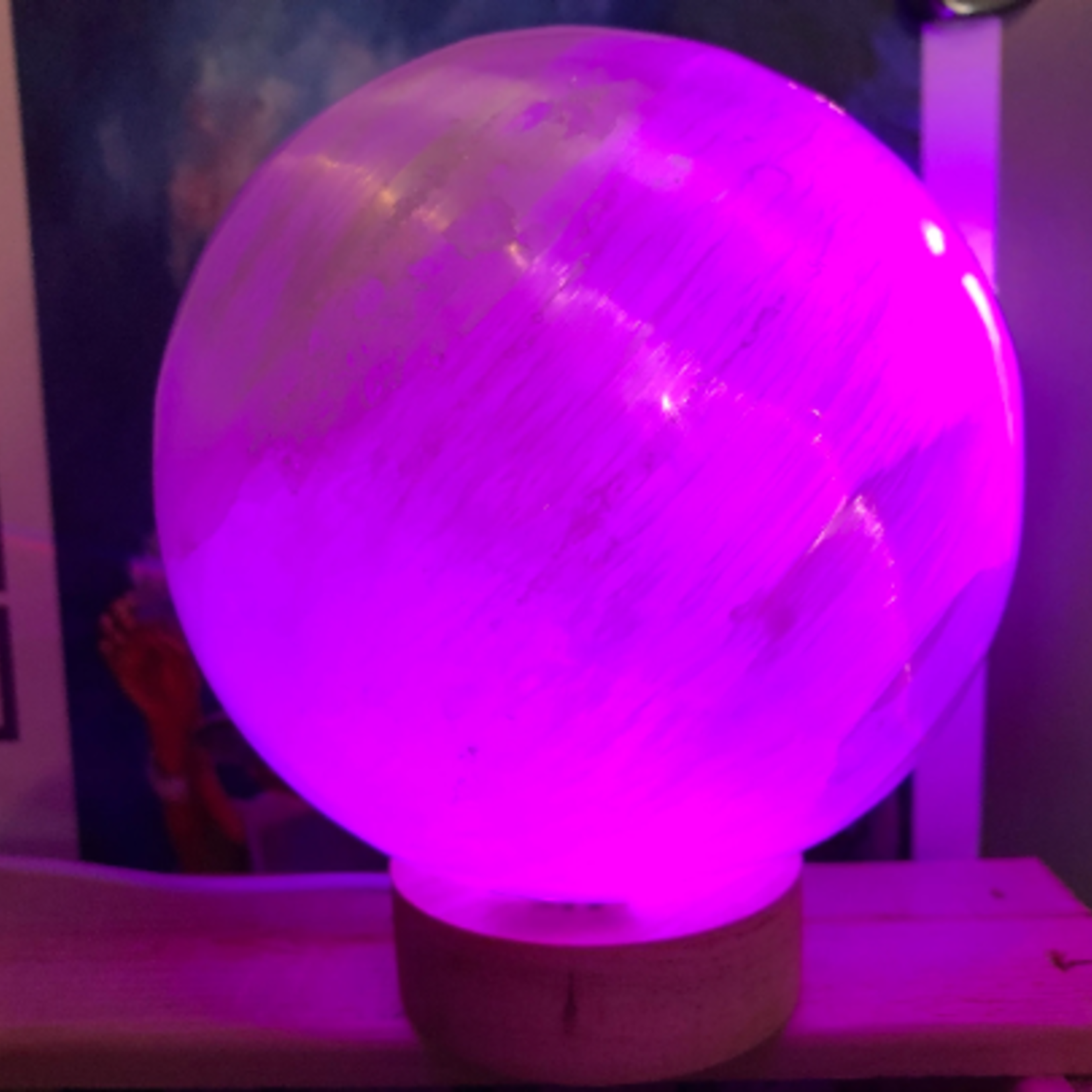 LED-Lit Wooden Base for Showcasing Crystals- Illuminate Selenite, Gemstone Carvings & More with Rainbow Light Effects