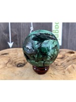 amazing malachite sphere with clusters , large sphère