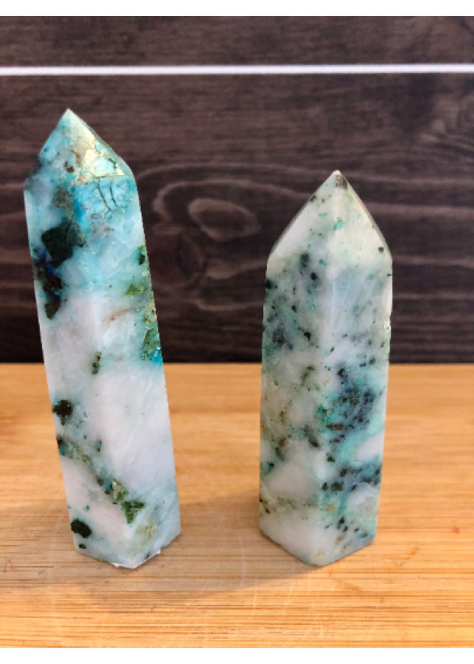 large azurite in quartz tower, recommended for treating joint disorders such as arthritis