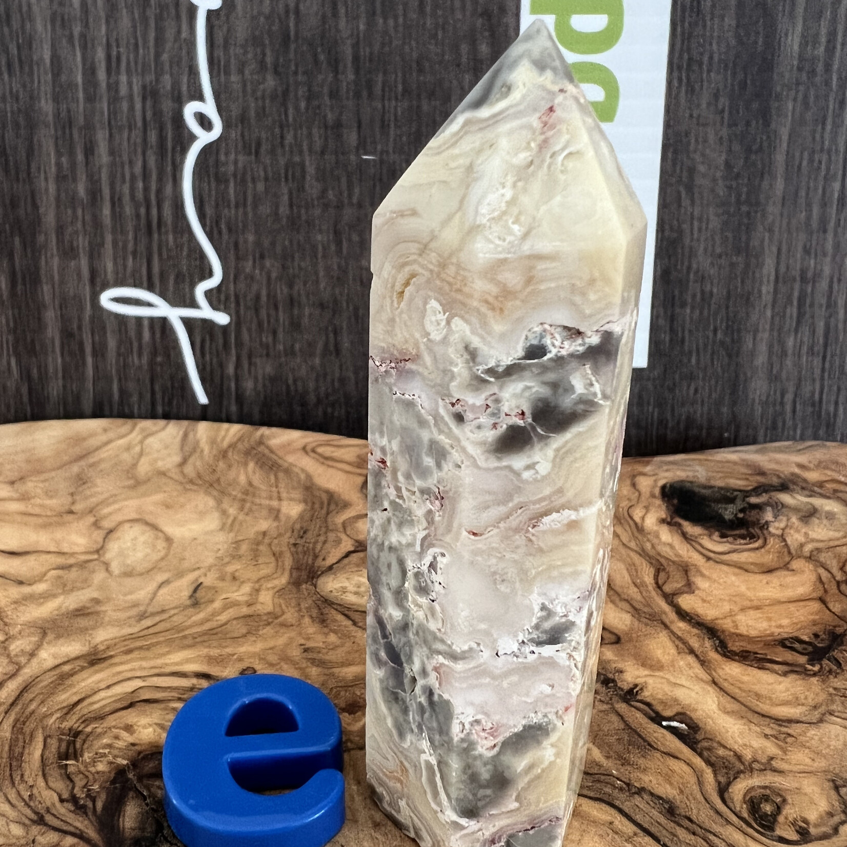 crazy lace agate tower, crazy lace agate point, commonly referred to as the "stone of laughter" or "happy lace"