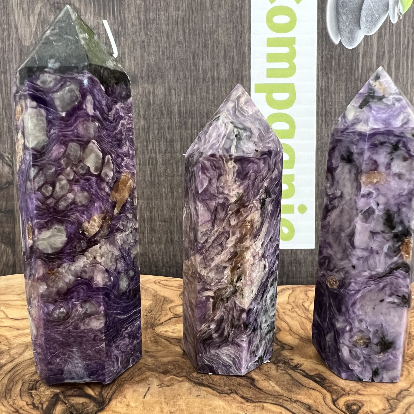 charoite tower purple mineral, stone from Russia, it soothes and chases away anxieties that are sources of daily stress