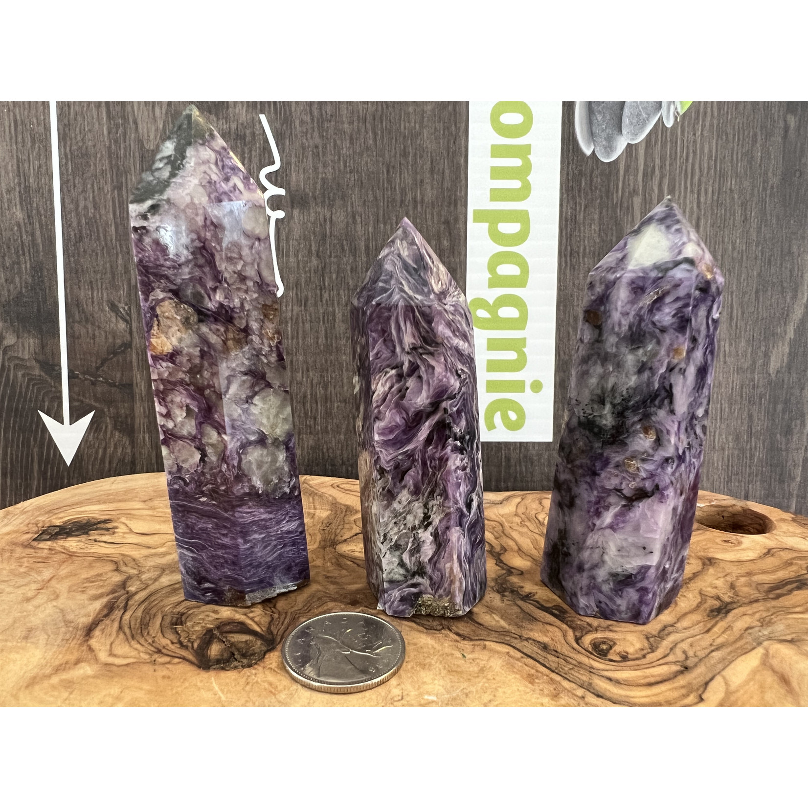 charoite tower purple mineral, stone from Russia, it soothes and chases away anxieties that are sources of daily stress