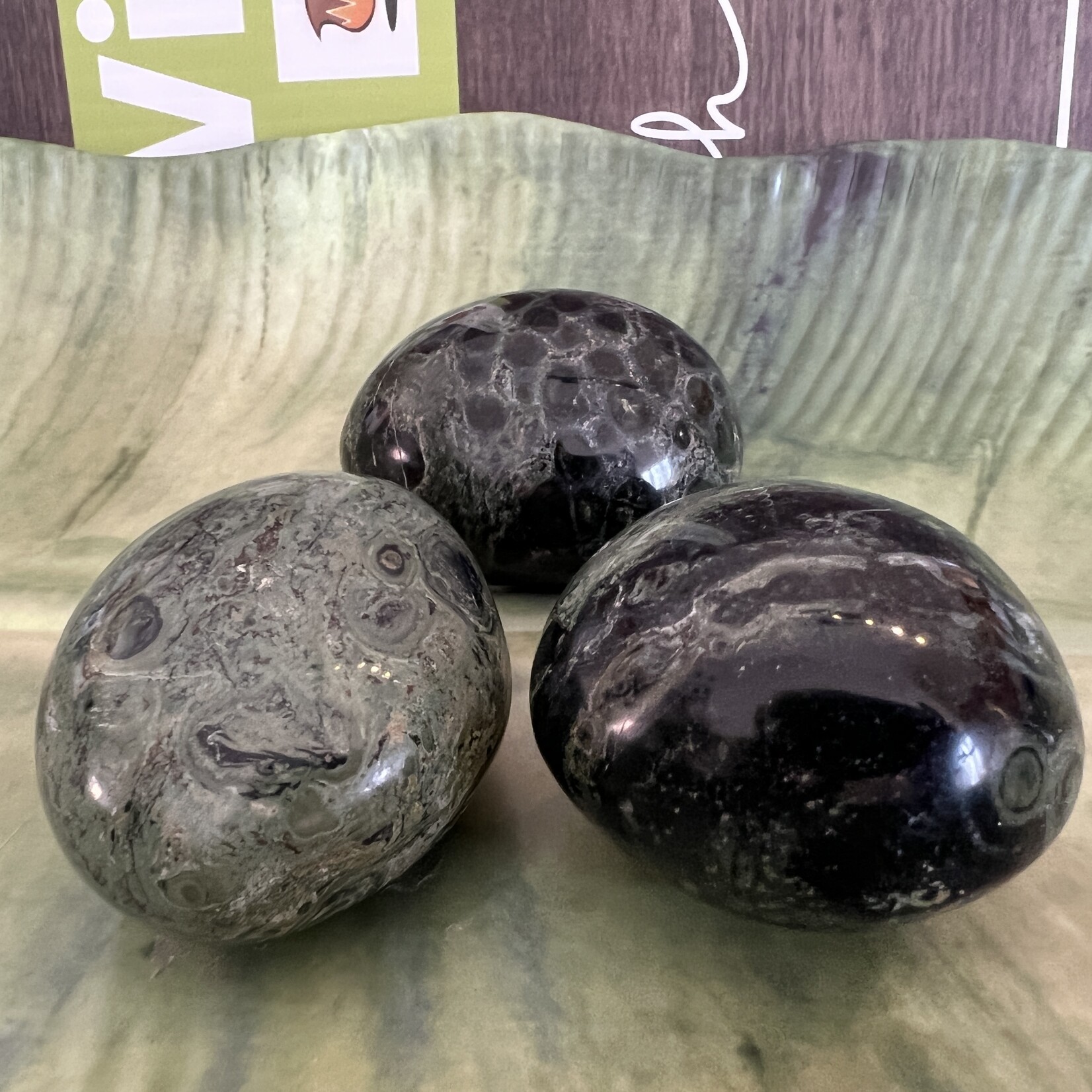 Puffy Kambaba Jasper Pebble - Pour la pleine conscience, vivre l’instant présent et soulager le stress