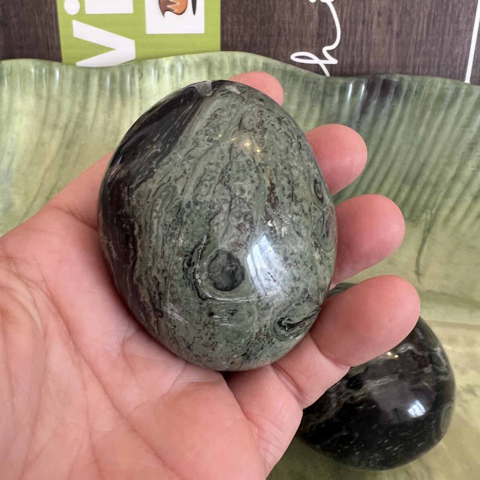 Puffy Kambaba Jasper Pebble - Pour la pleine conscience, vivre l’instant présent et soulager le stress