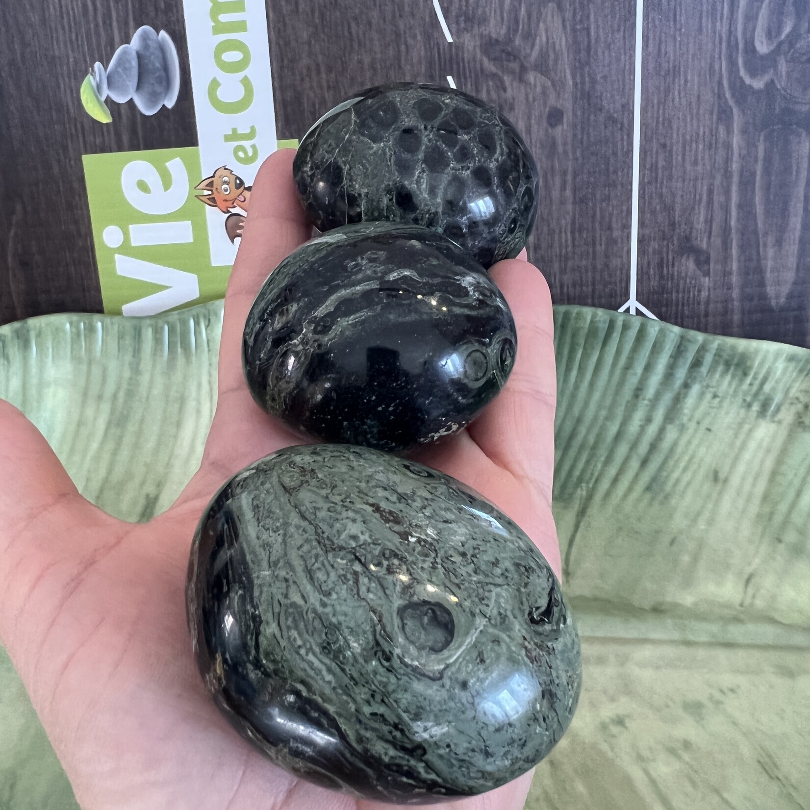 Puffy Kambaba Jasper Pebble - Pour la pleine conscience, vivre l’instant présent et soulager le stress