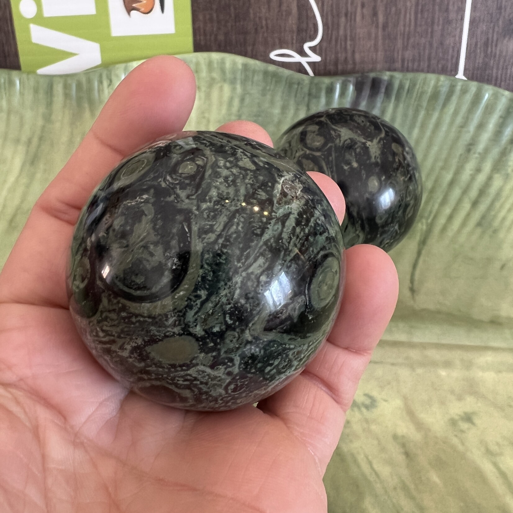 Graceful Kambaba Jasper Sphere- Cultivate Mindfulness, Release Stress, and Live in the Now