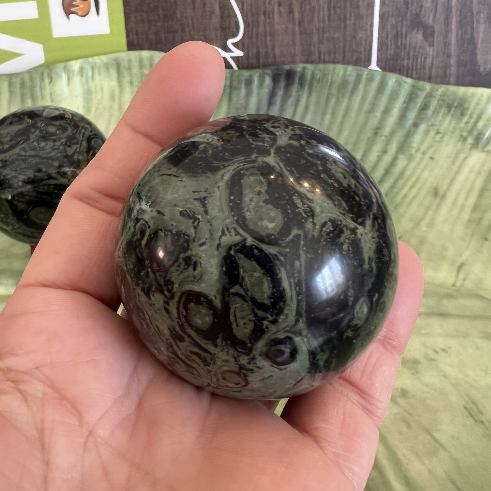 Graceful Kambaba Jasper Sphere- Cultivate Mindfulness, Release Stress, and Live in the Now
