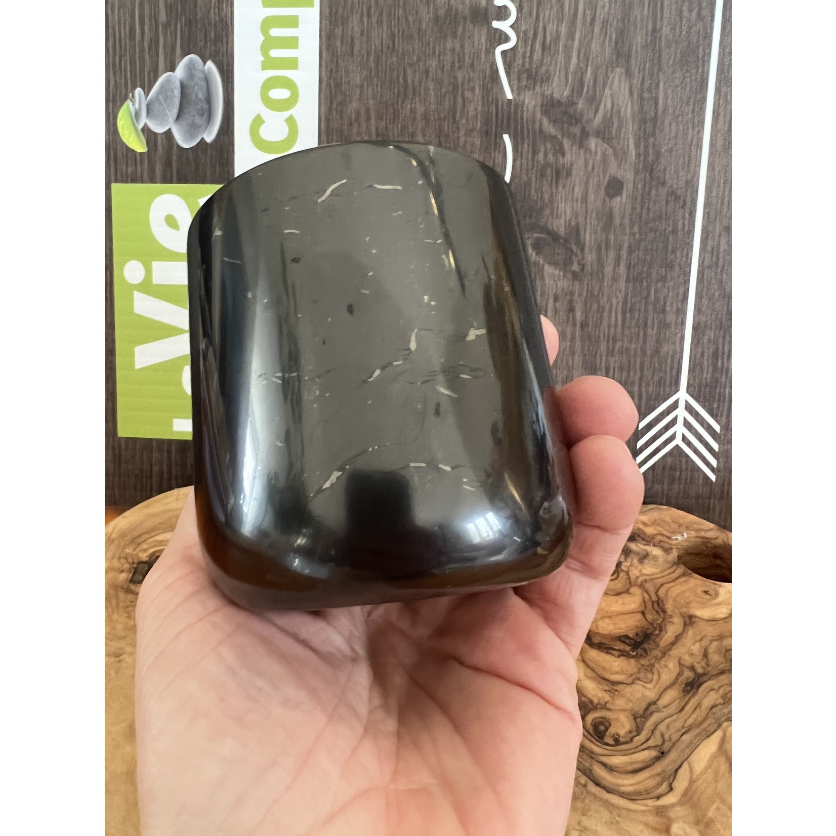 unique shungite glass handcrafted from solid shungite stone, drink a sip of shungite water
