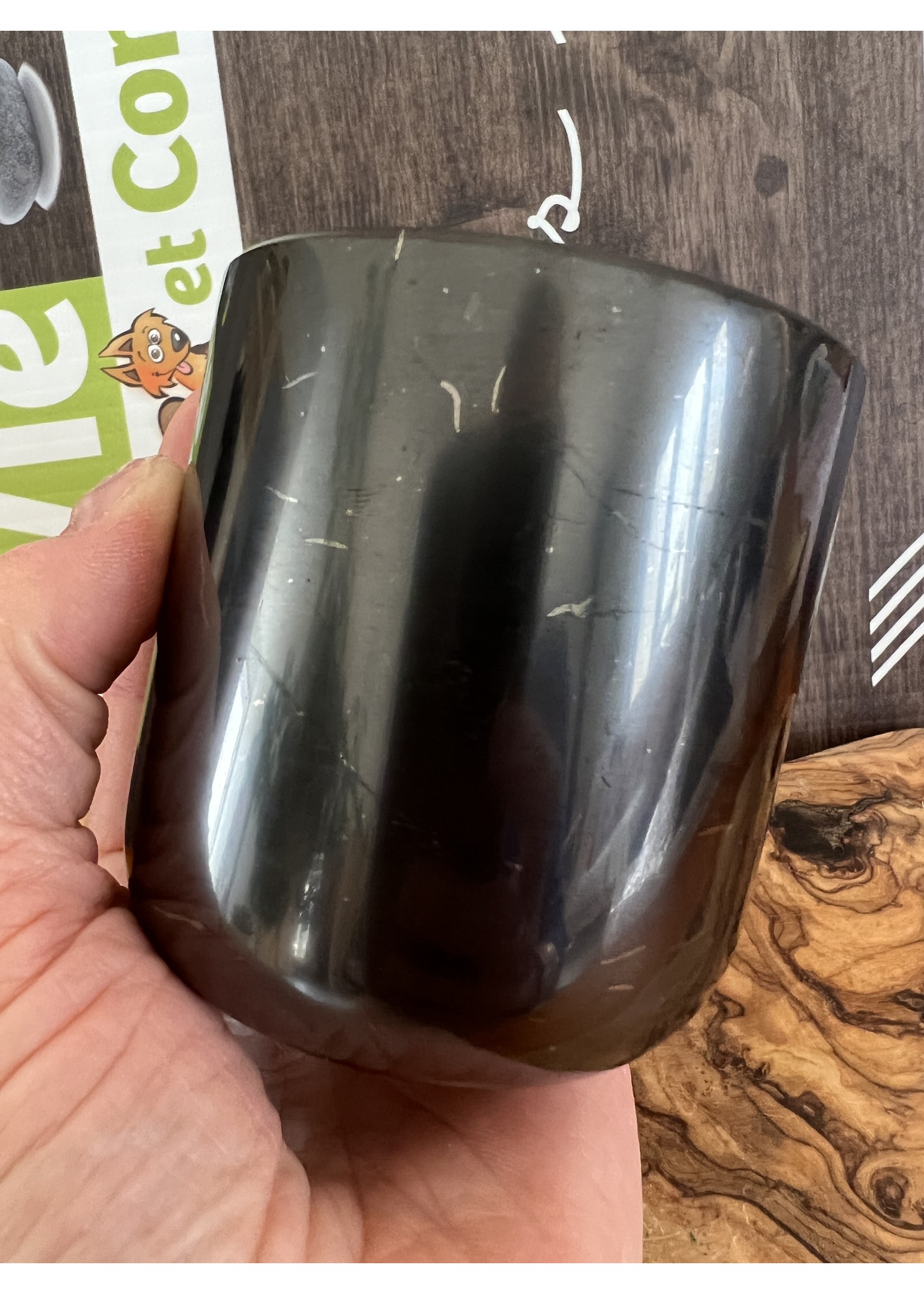 unique shungite glass handcrafted from solid shungite stone, drink a sip of shungite water