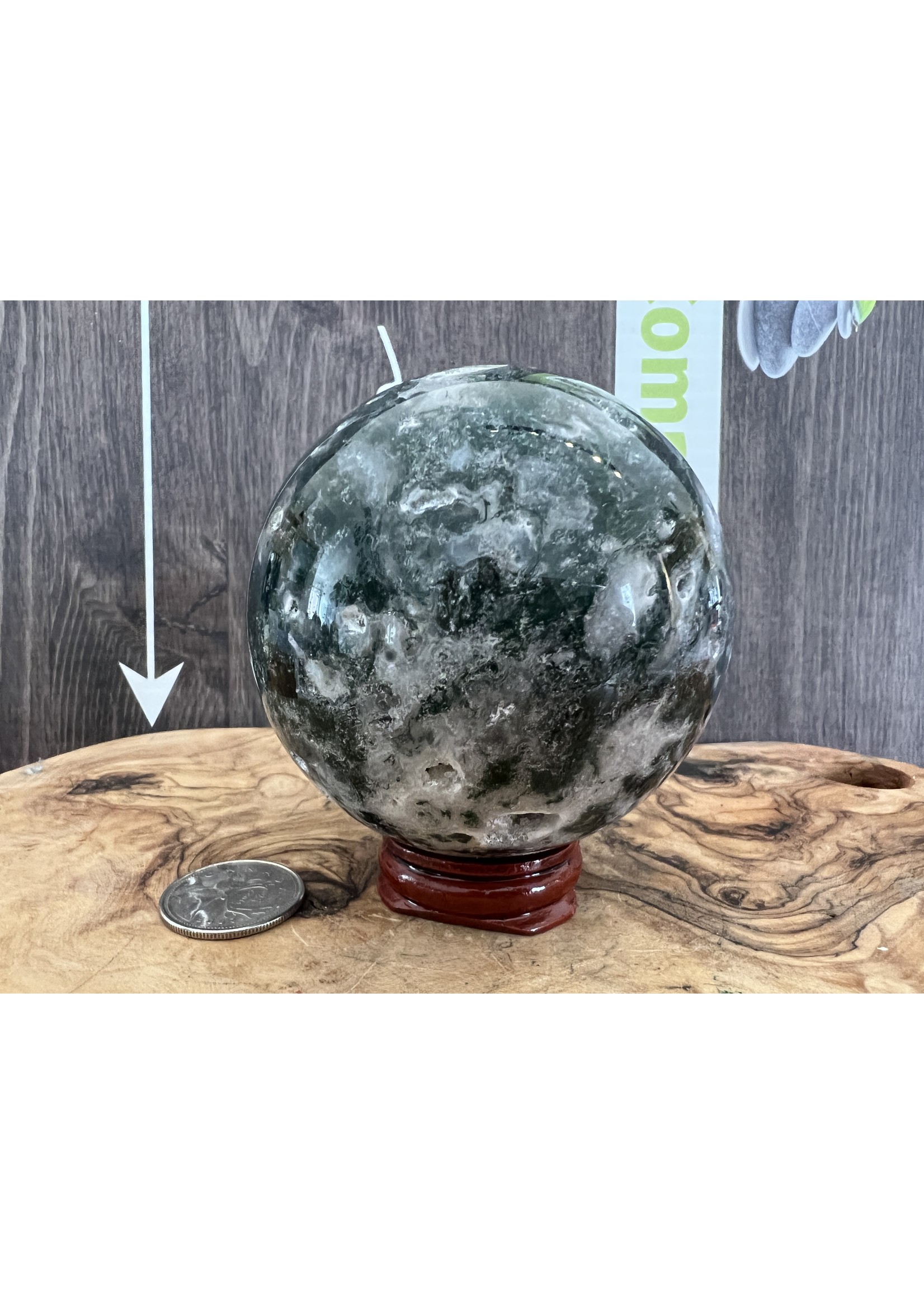 Moss Agate Sphere- Large and Magnificent, for Balance, Peace, and Joyful Living