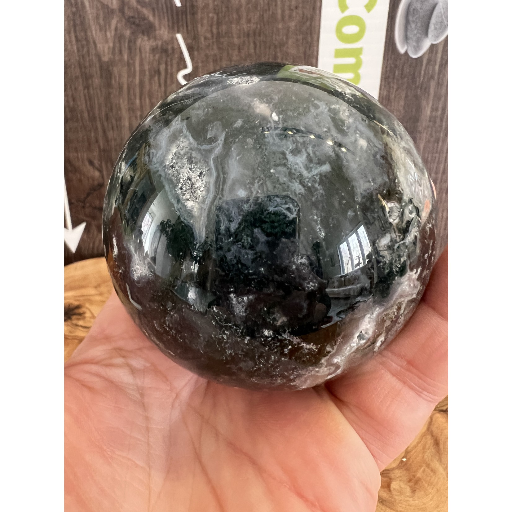 Moss Agate Sphere- Large and Magnificent, for Balance, Peace, and Joyful Living
